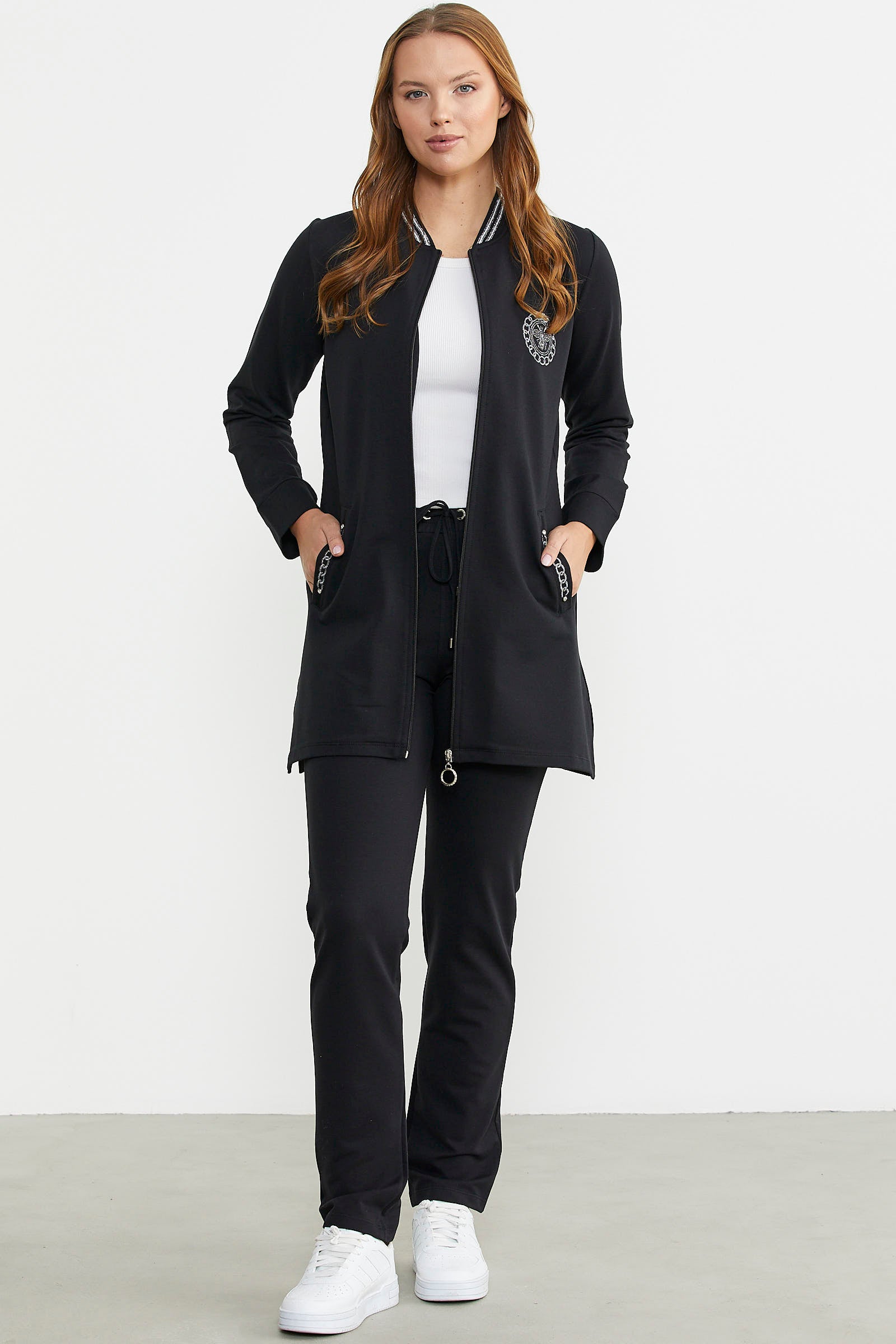 Marine Detaylı Tunik Eşofman Takım - Siyah - Sementa