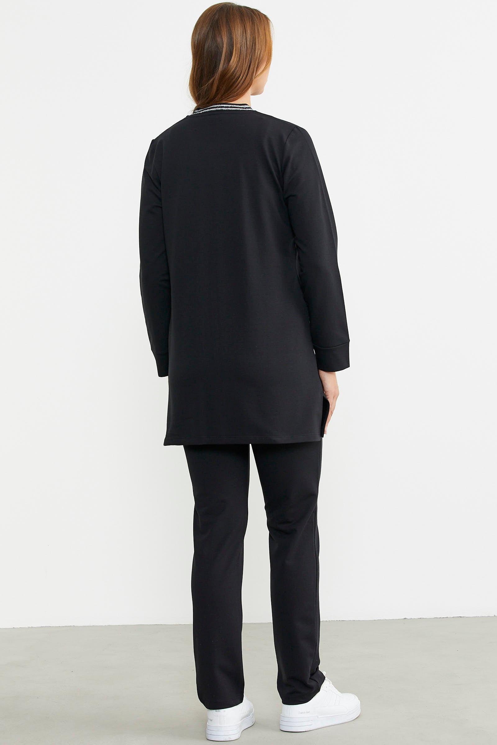 Marine Detaylı Tunik Eşofman Takım - Siyah - Sementa