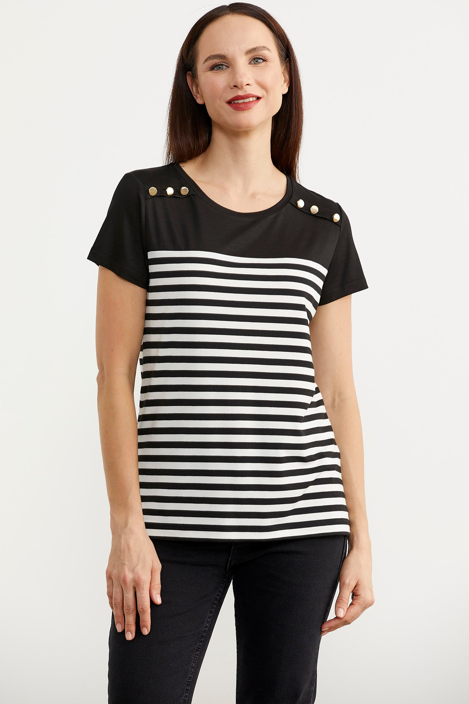 Marine Düğme Detaylı Tişört - Siyah (2) Sementa