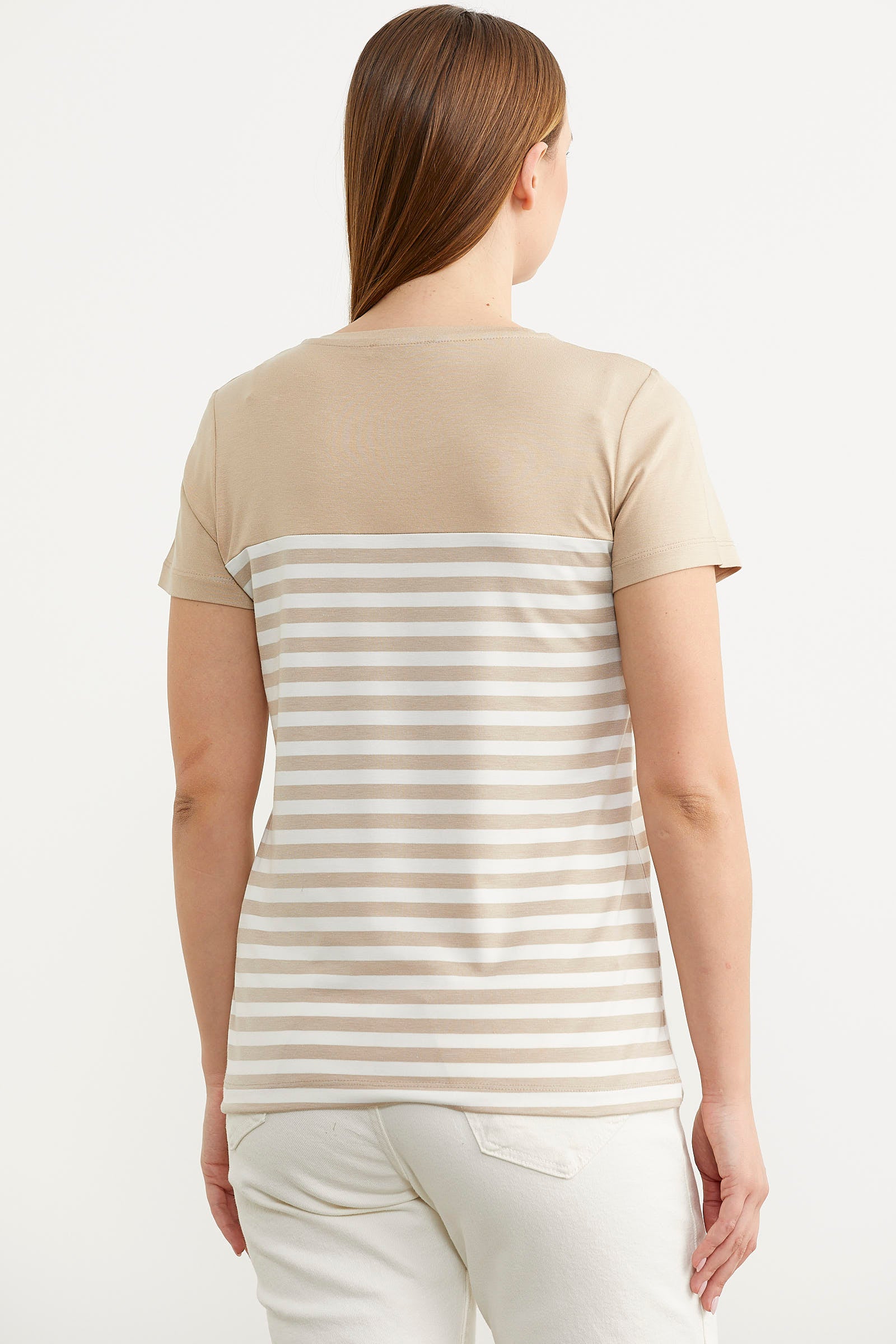 Marine Düğme Detaylı Tişört - Vizon (5) Sementa