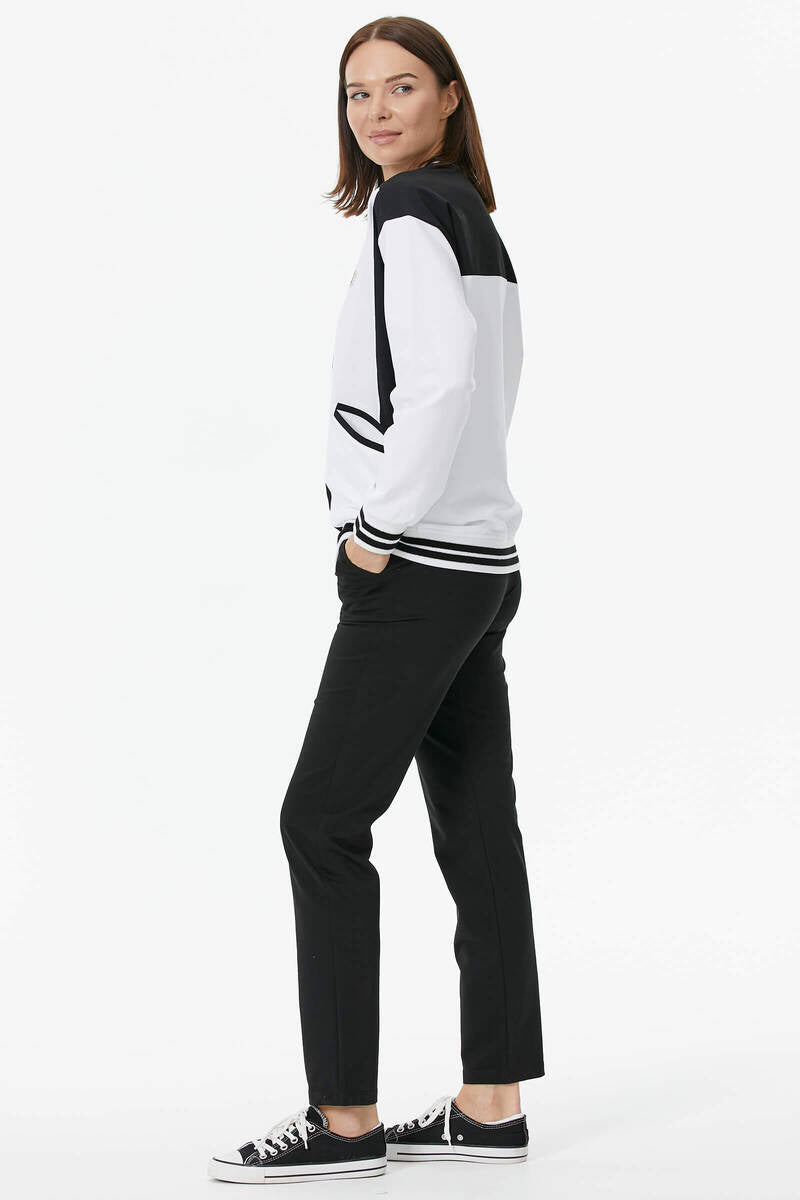 Metal Fermuarlı Blok Renk Eşofman Takım - Beyaz (5) Sementa