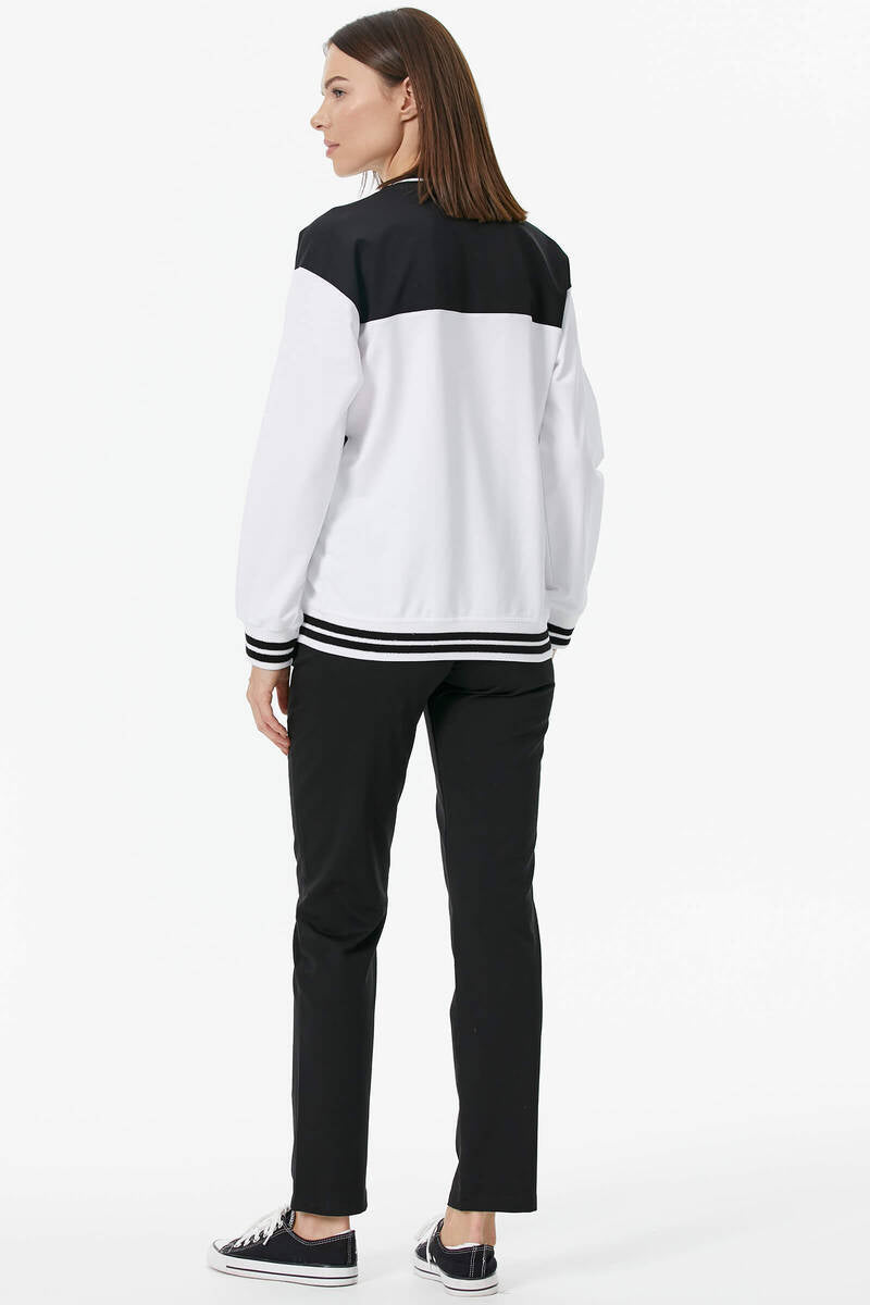 Metal Fermuarlı Blok Renk Eşofman Takım - Beyaz (6) Sementa