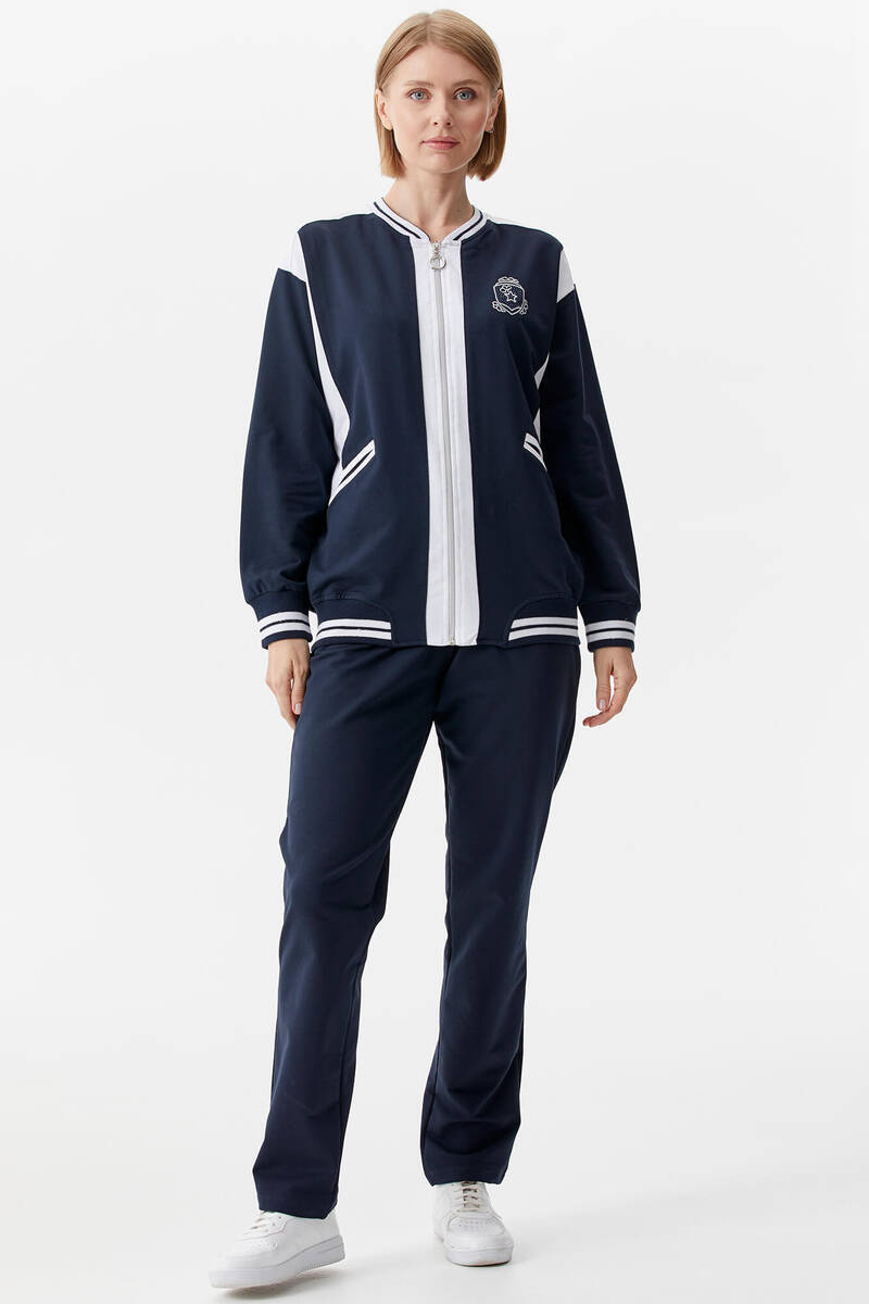 Metal Fermuarlı Blok Renk Eşofman Takım - Lacivert (1) Sementa