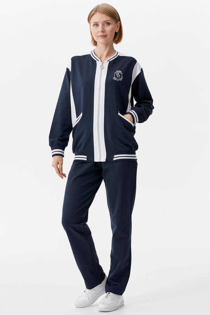 Metal Fermuarlı Blok Renk Eşofman Takım - Lacivert (2) Sementa