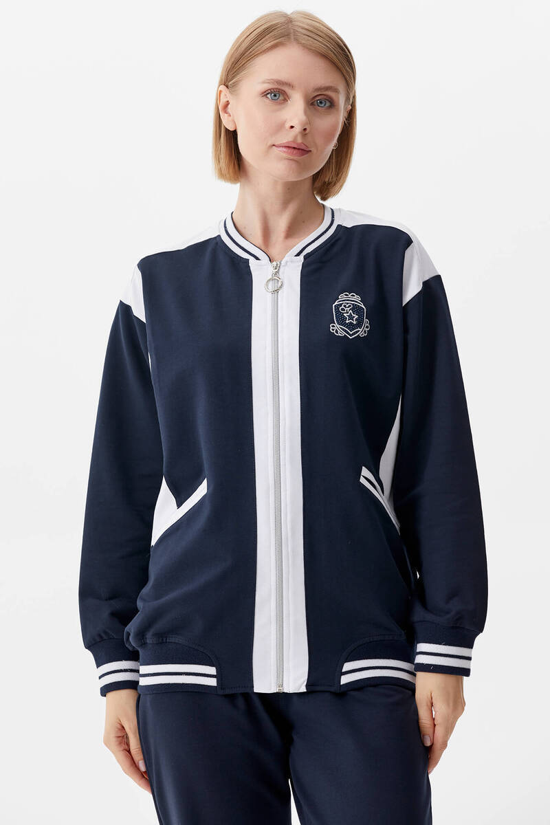 Metal Fermuarlı Blok Renk Eşofman Takım - Lacivert (3) Sementa