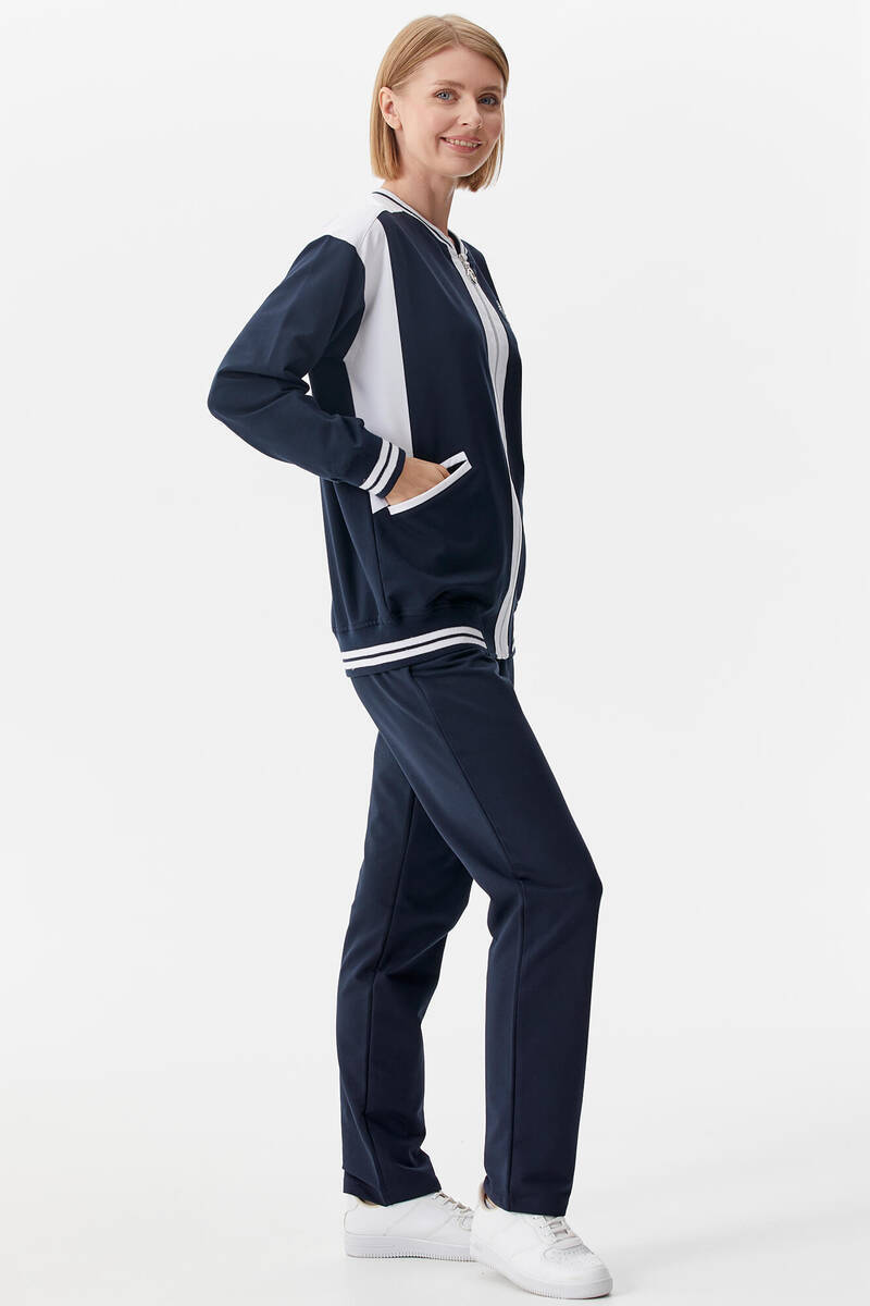 Metal Fermuarlı Blok Renk Eşofman Takım - Lacivert (4) Sementa