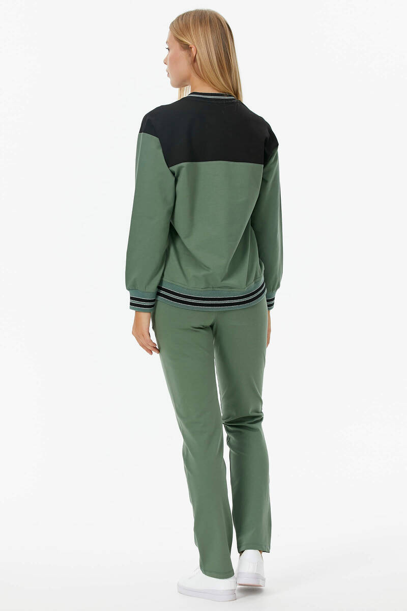 Metal Fermuarlı Blok Renk Eşofman Takım - Yeşil (5) Sementa