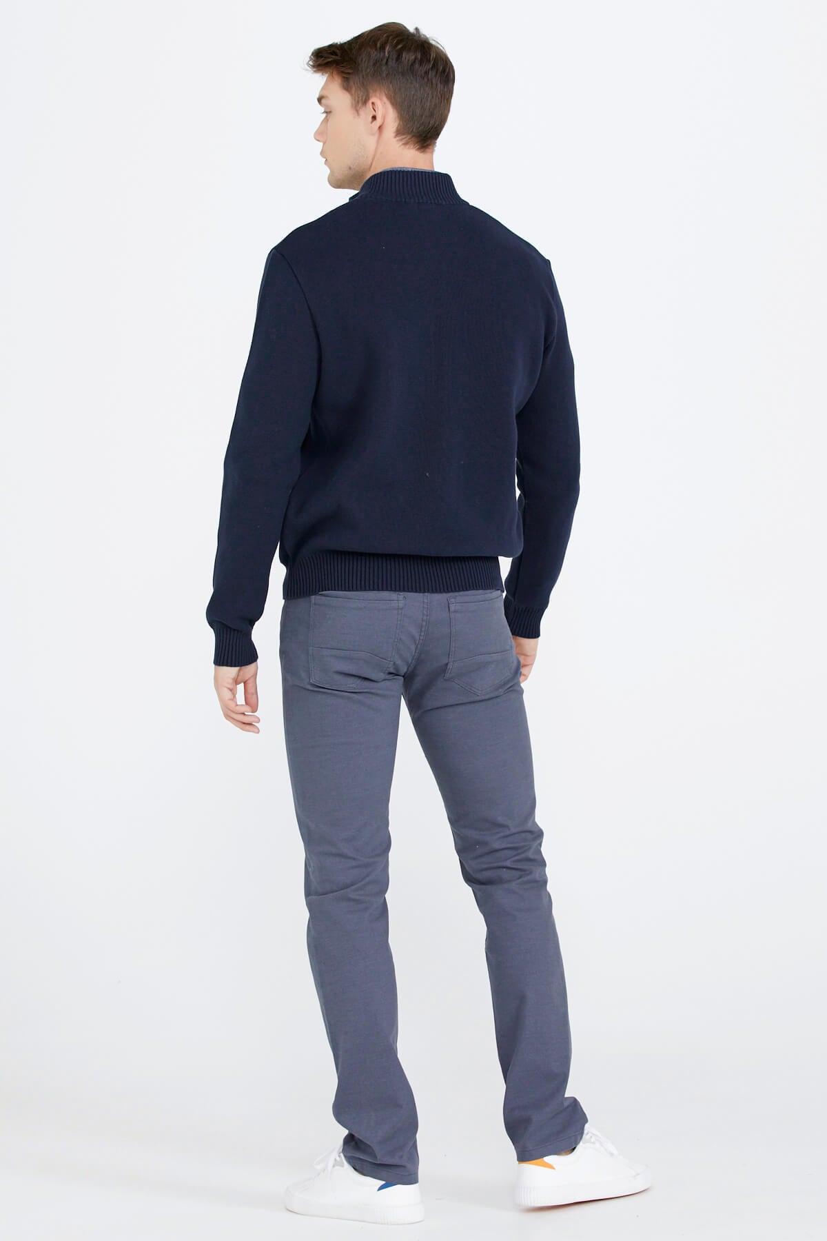 Nakış Detaylı Cepli Erkek Triko Ceket - Lacivert (4) Sementa