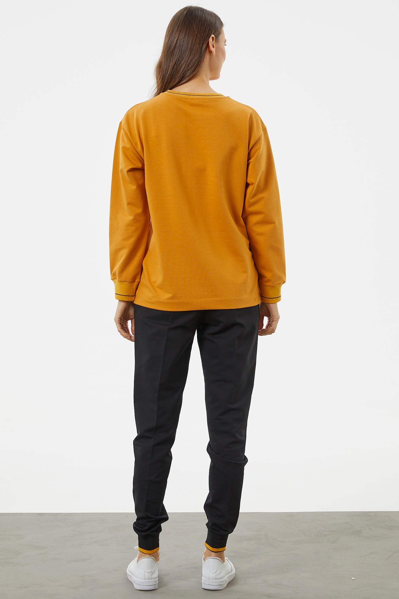 Nakış Detaylı Oversize Eşofman Takım - Hardal (5) Sementa