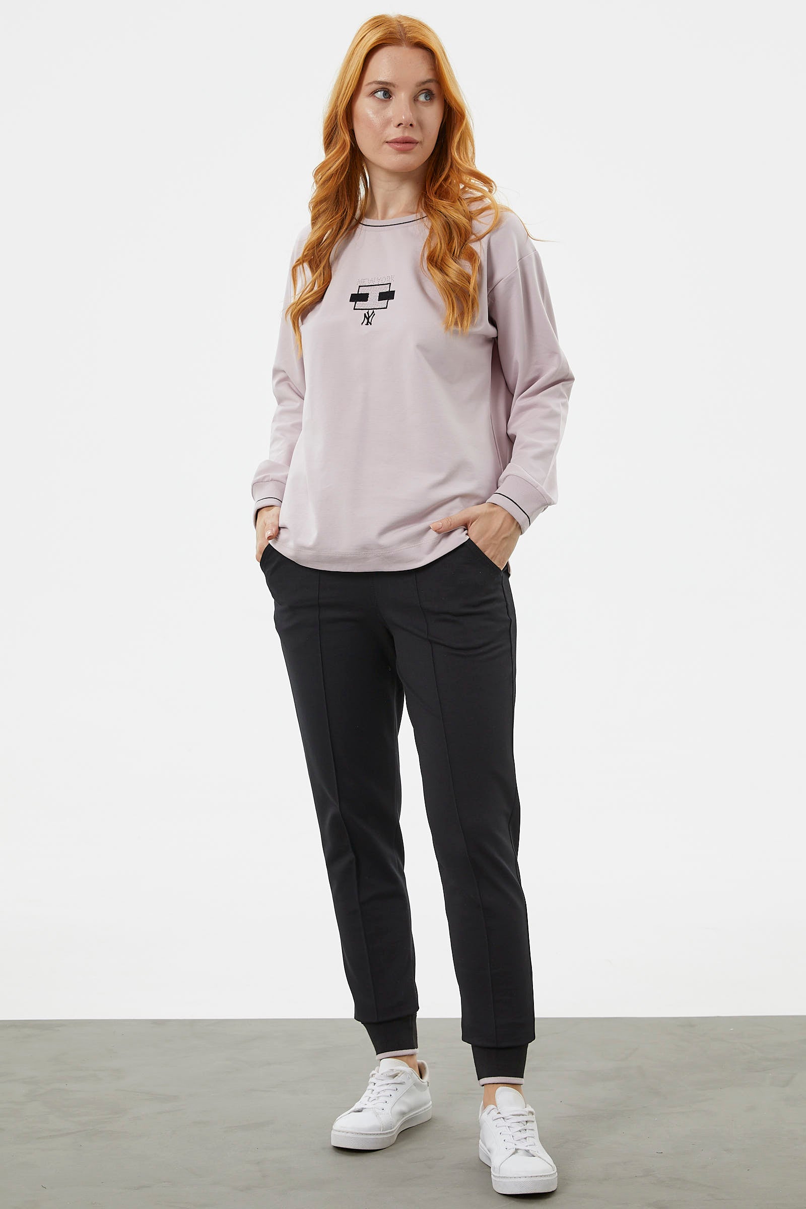 Nakış Detaylı Oversize Eşofman Takım - Lila (2) Sementa