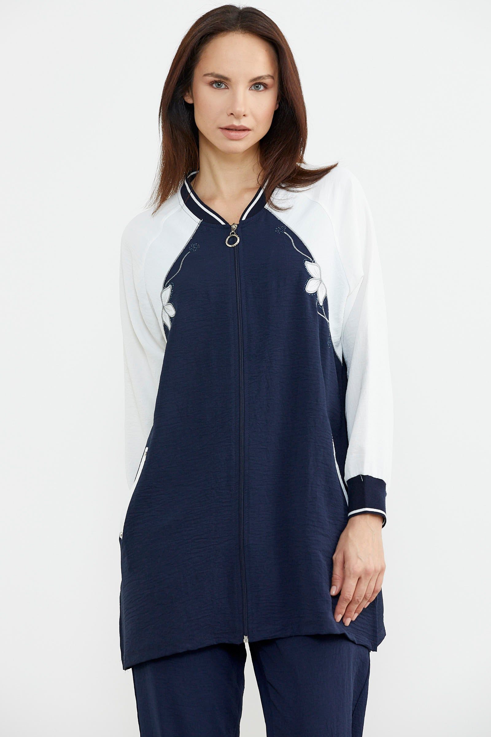 Nakış Detaylı Tunik Krep Takım - Lacivert (3) Sementa