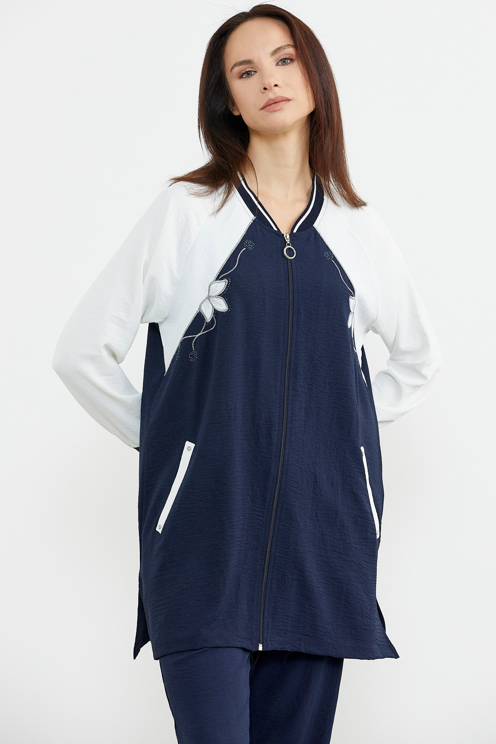 Nakış Detaylı Tunik Krep Takım - Lacivert (4) Sementa