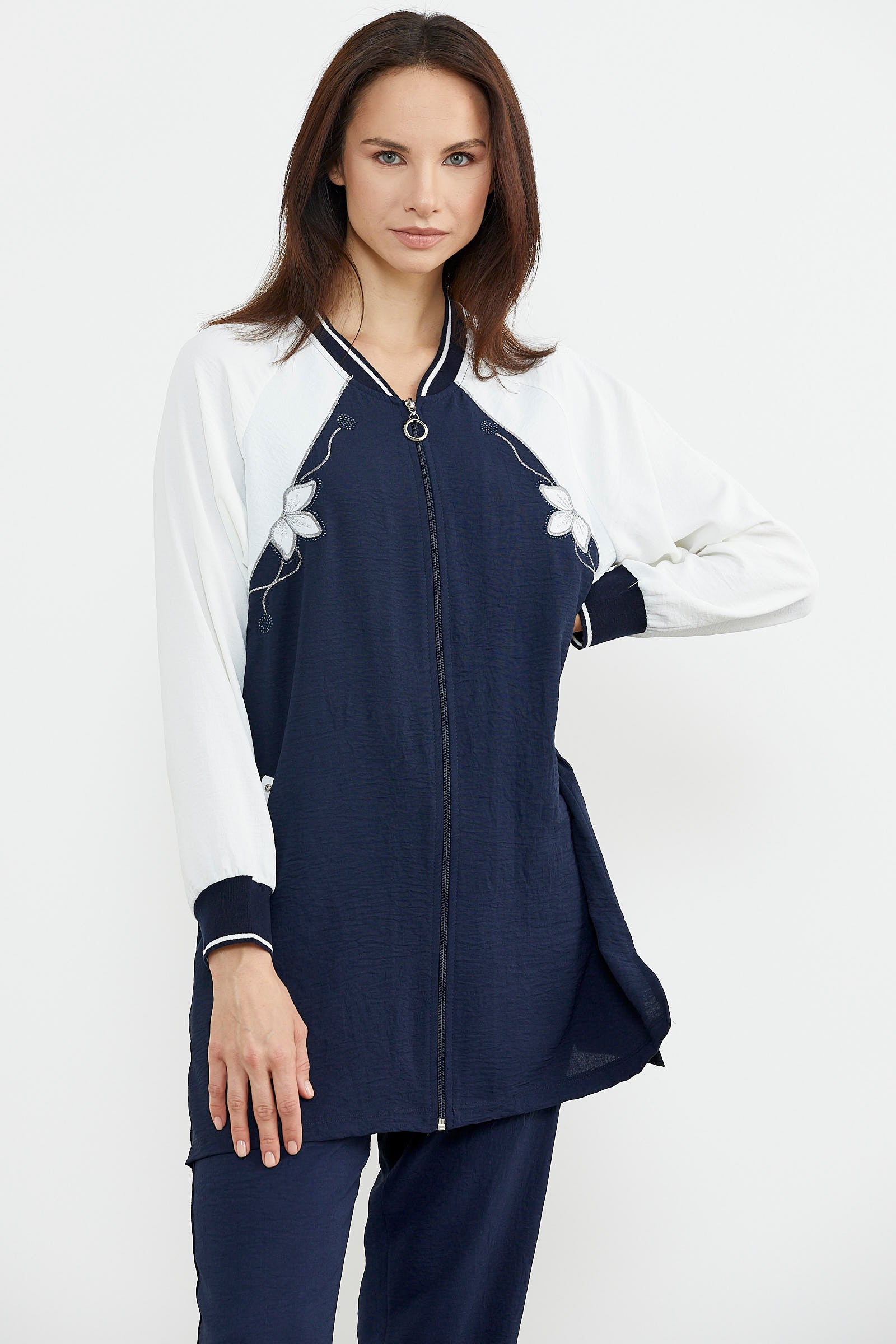 Nakış Detaylı Tunik Krep Takım - Lacivert (5) Sementa