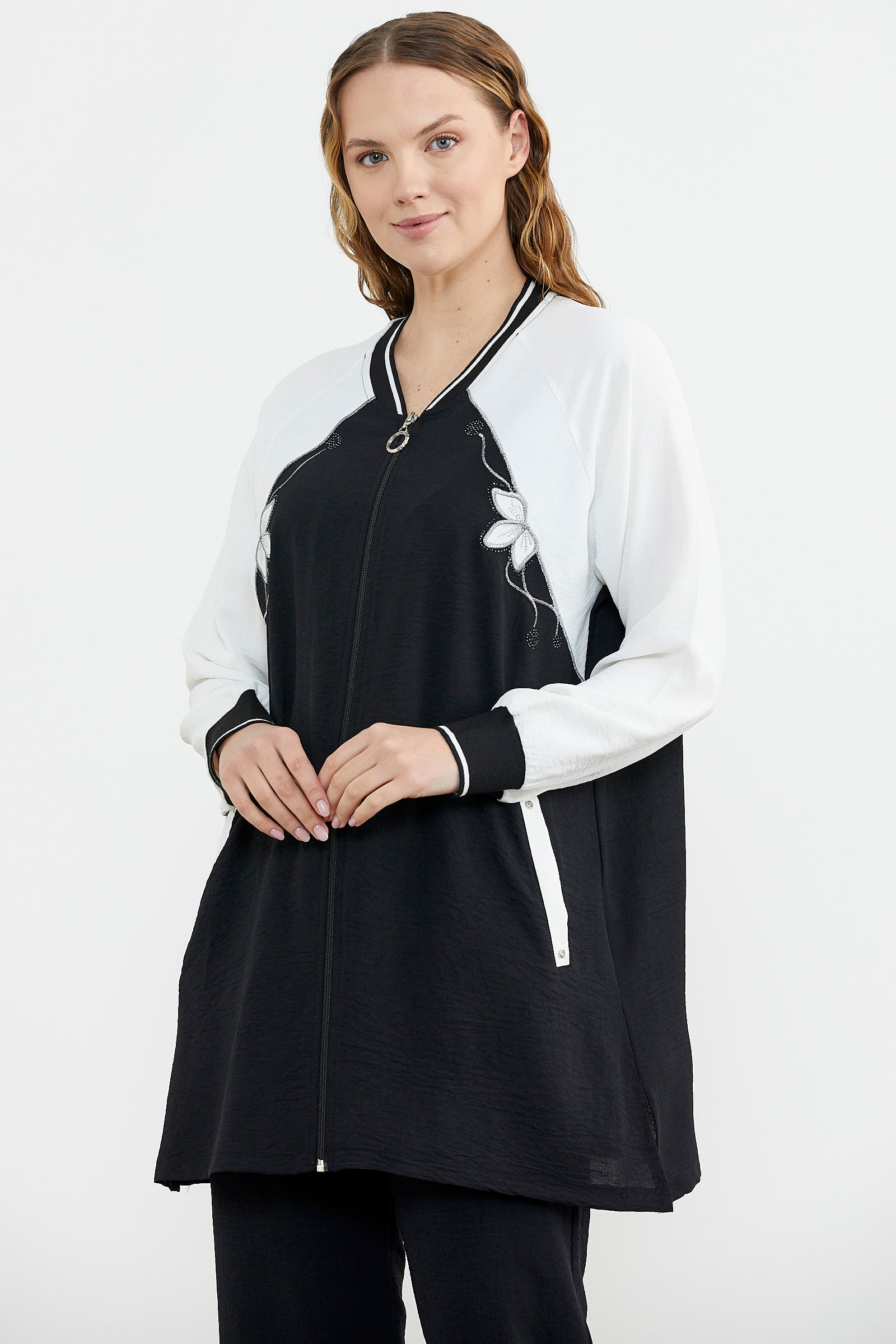 Nakış Detaylı Tunik Krep Takım - Siyah (2) Sementa