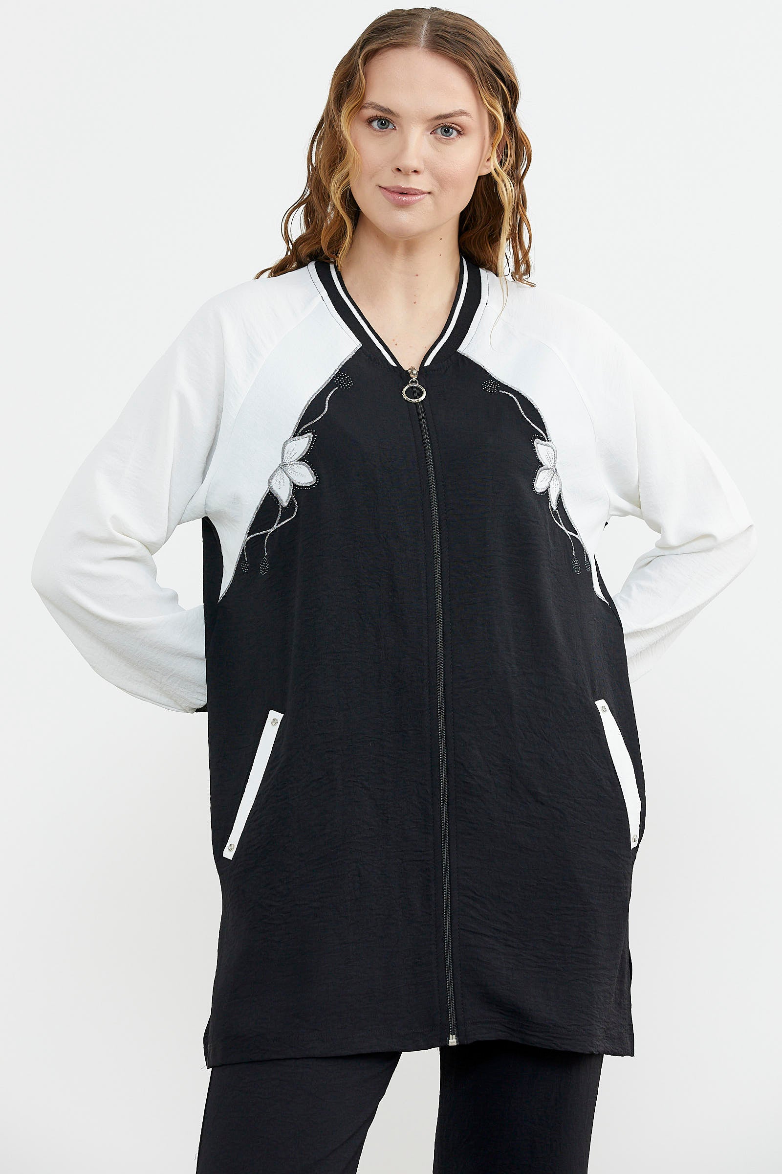 Nakış Detaylı Tunik Krep Takım - Siyah (3) Sementa