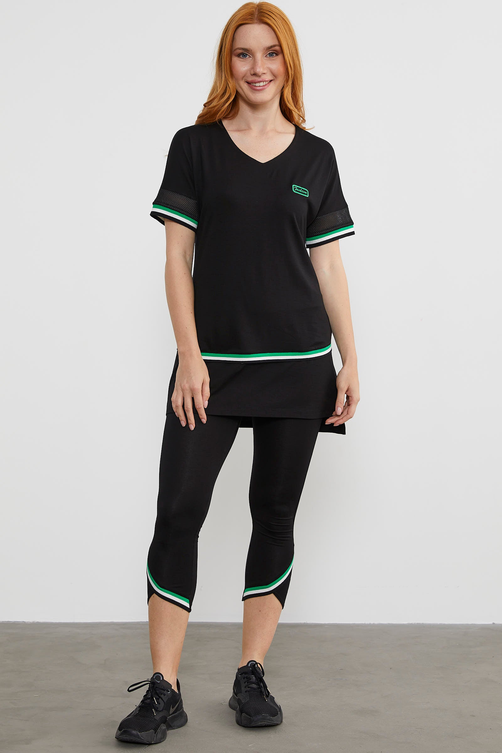 Neon Biye Detaylı Tayt Takım - Siyah (1) Sementa