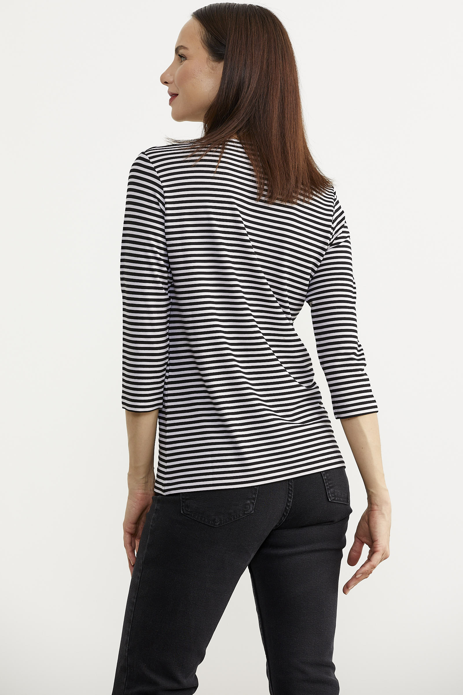 Neon İp Detaylı Çizgili Tişört - Siyah (4) Sementa