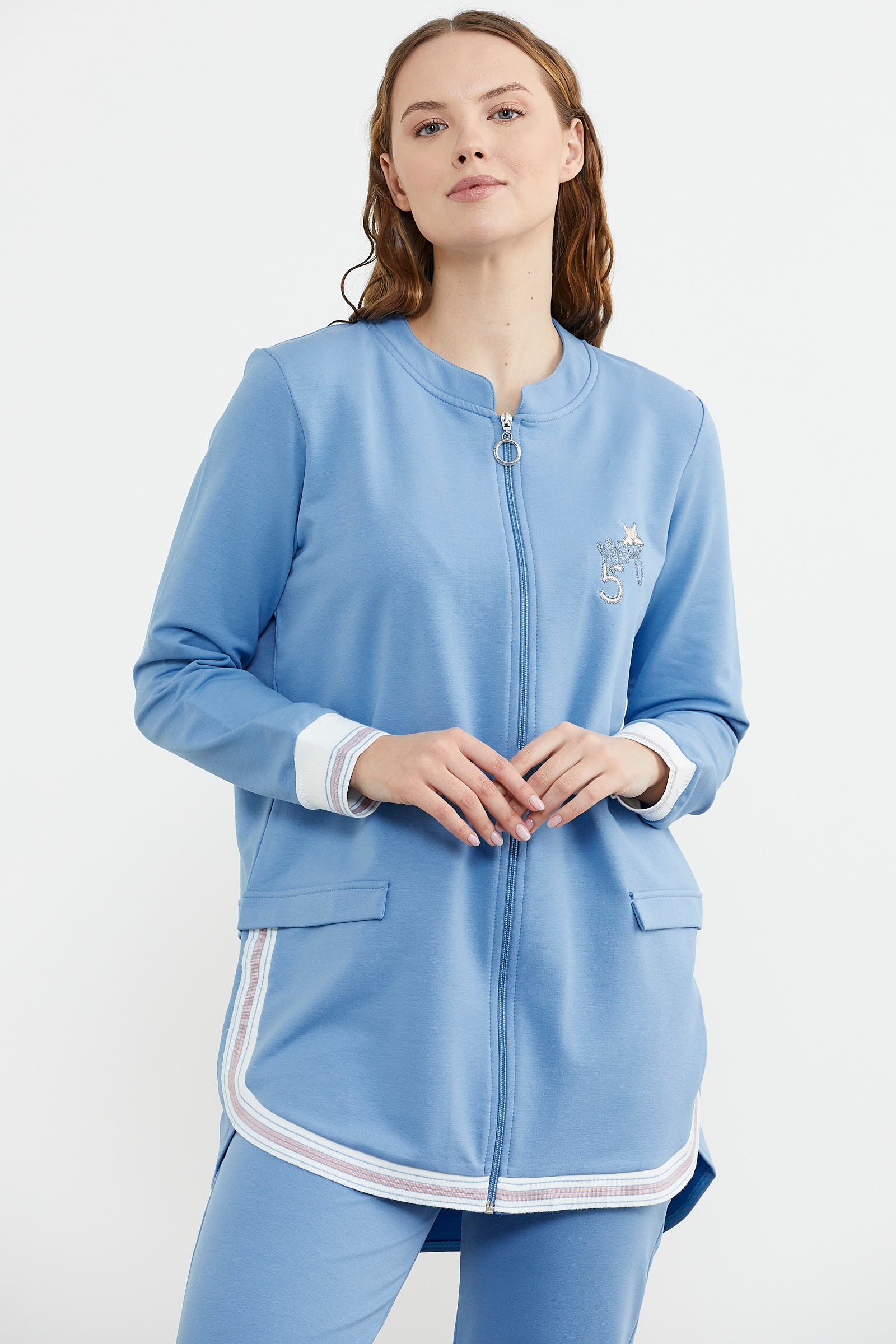 Neon Kombinli Rahat Kalıp Tunik Eşofman Takım - Mavi (4) Sementa