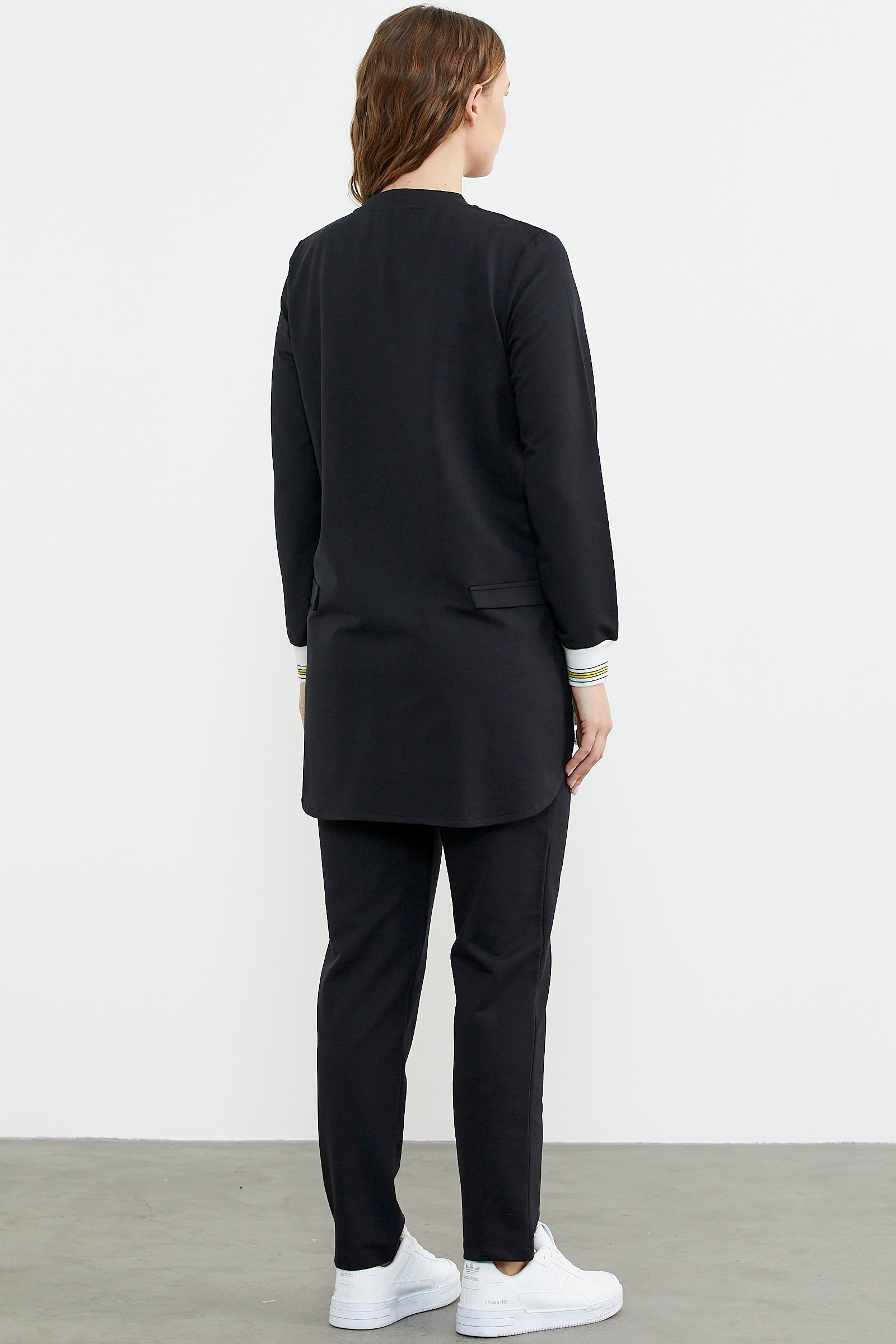 Neon Kombinli Rahat Kalıp Tunik Eşofman Takım - Siyah (6) Sementa