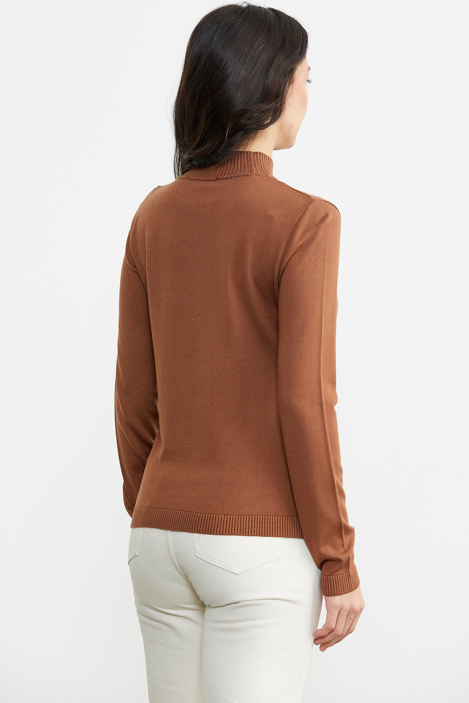 Omuz Aksesuarlı Triko Kazak - Kiremit (5) Sementa