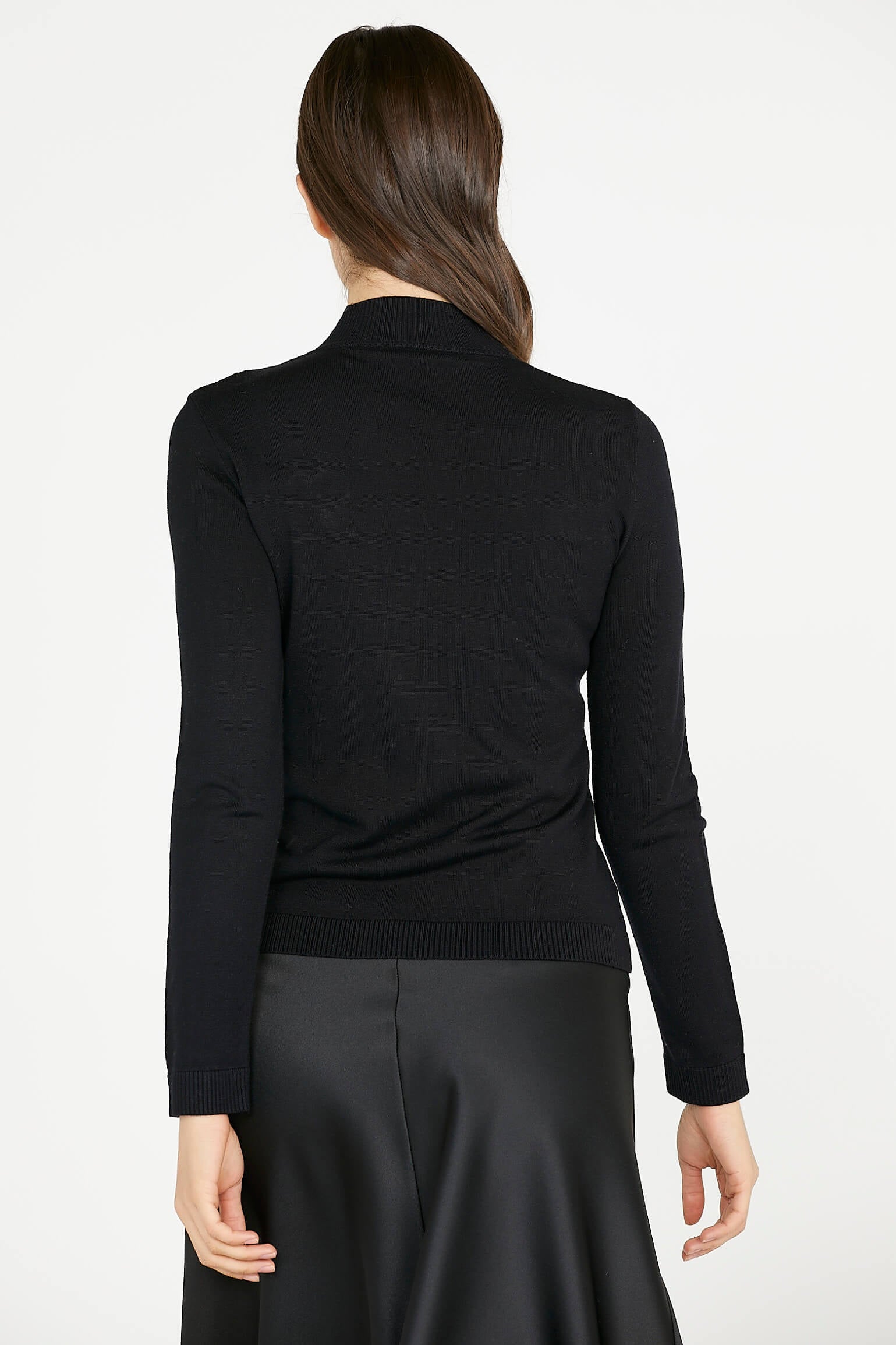 Omuz Aksesuarlı Triko Kazak - Siyah (4) Sementa