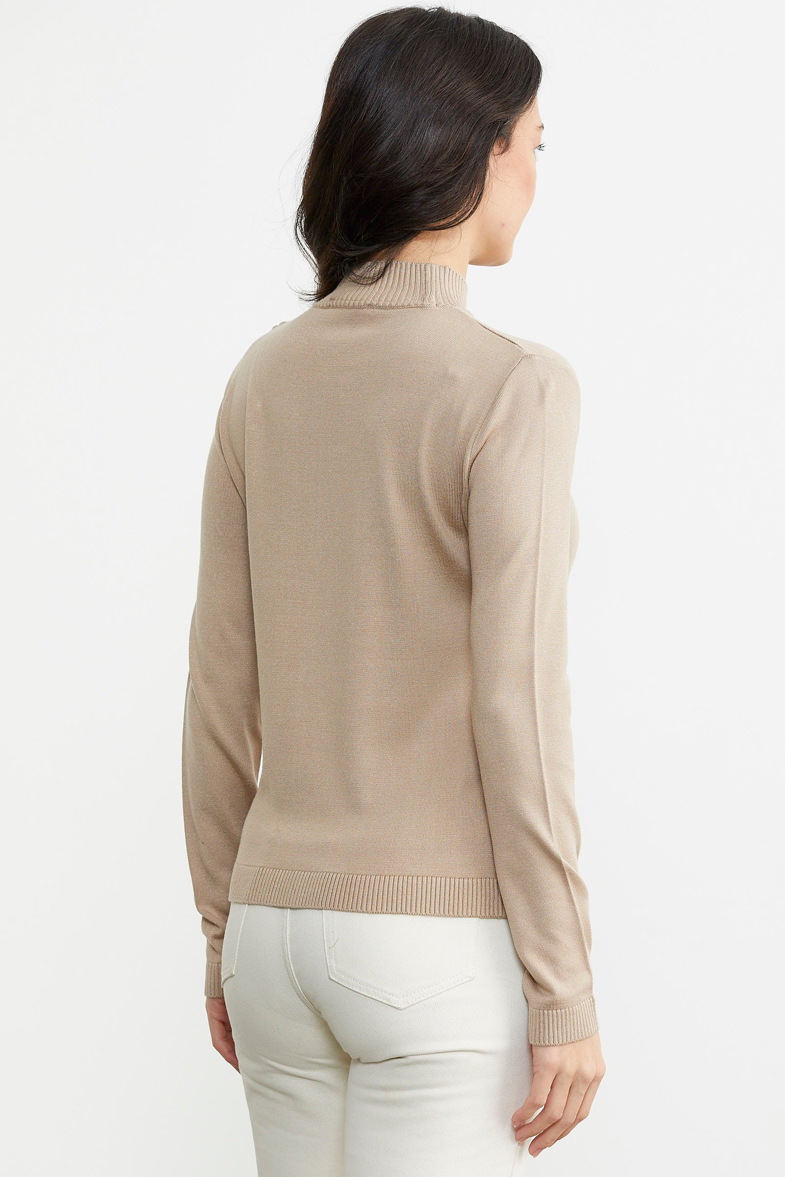 Omuz Aksesuarlı Triko Kazak - Vizon (4) Sementa