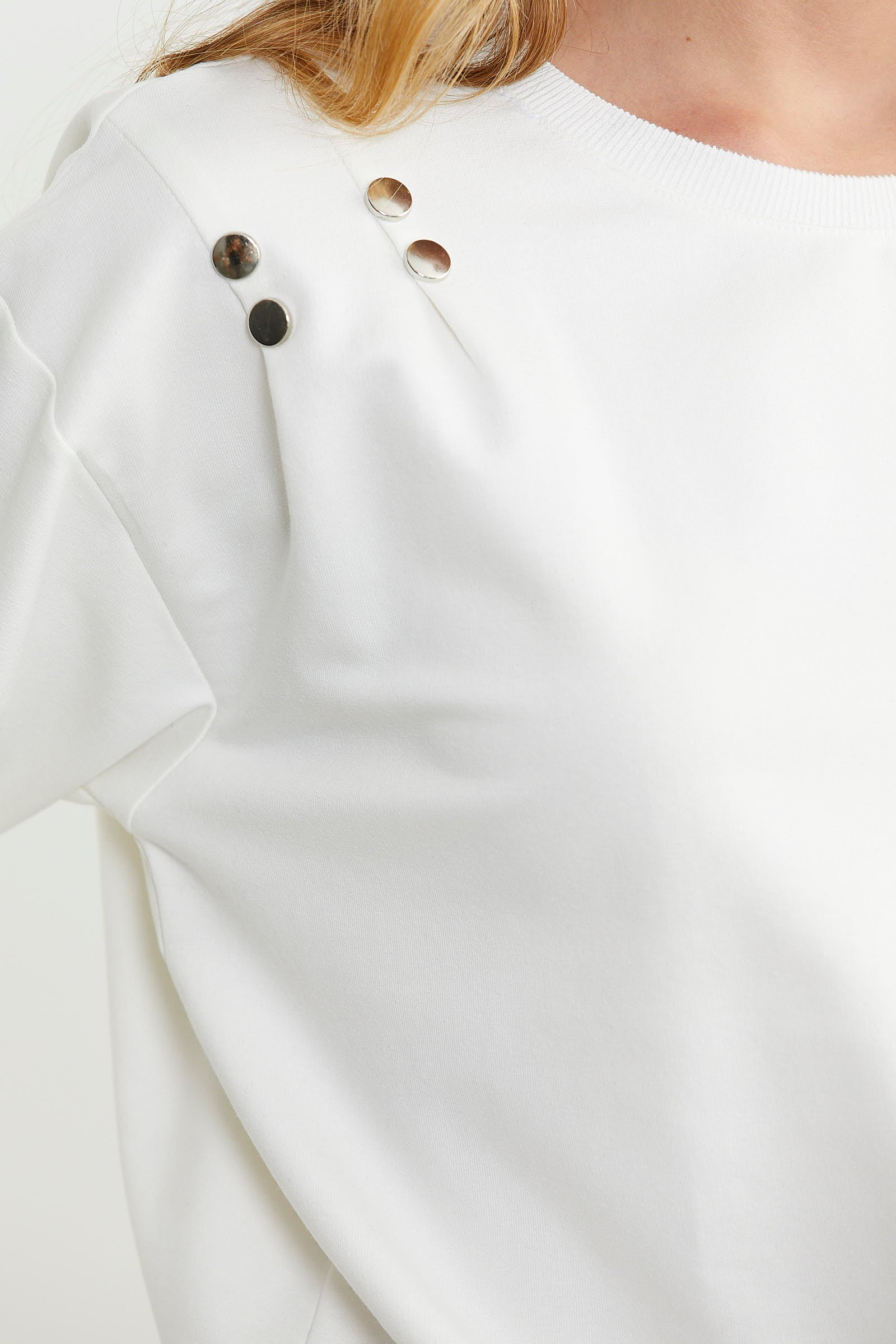 Omuz Düğme Detaylı Eşofman Takım - Ekru - Sementa