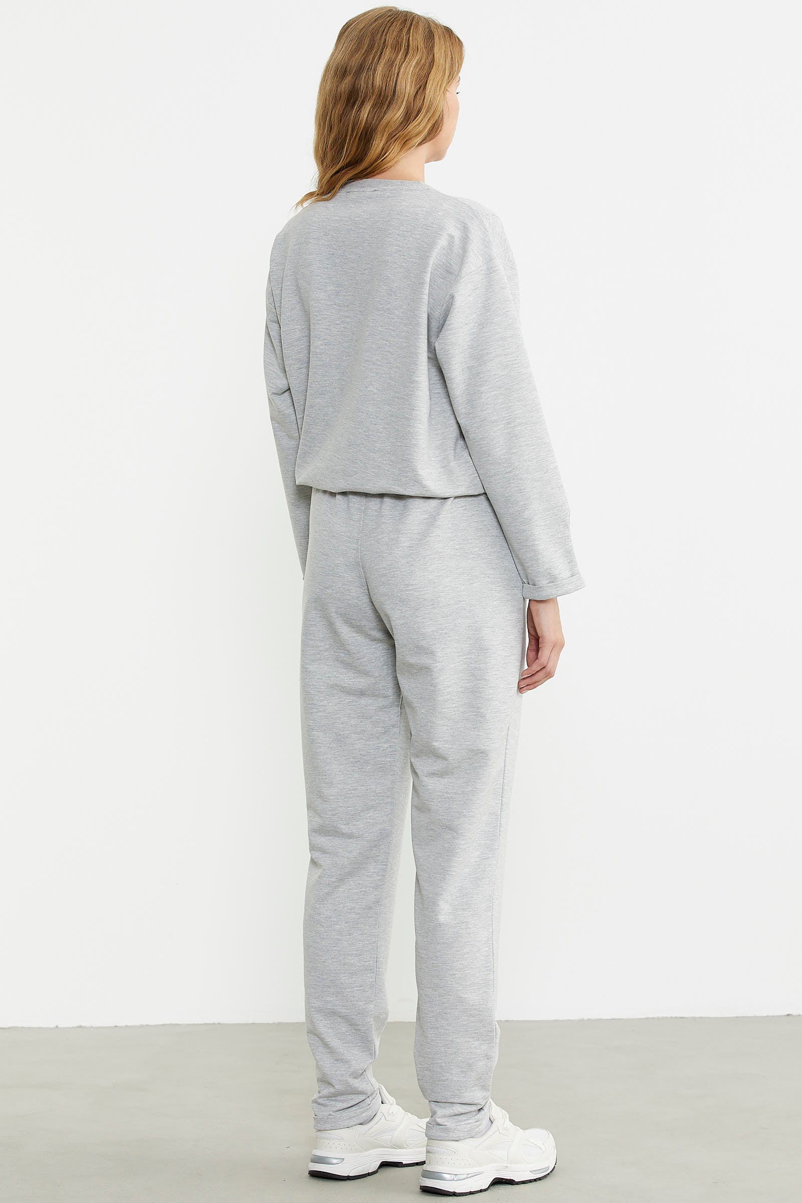 Omuz Düğme Detaylı Eşofman Takım - Gri - Sementa