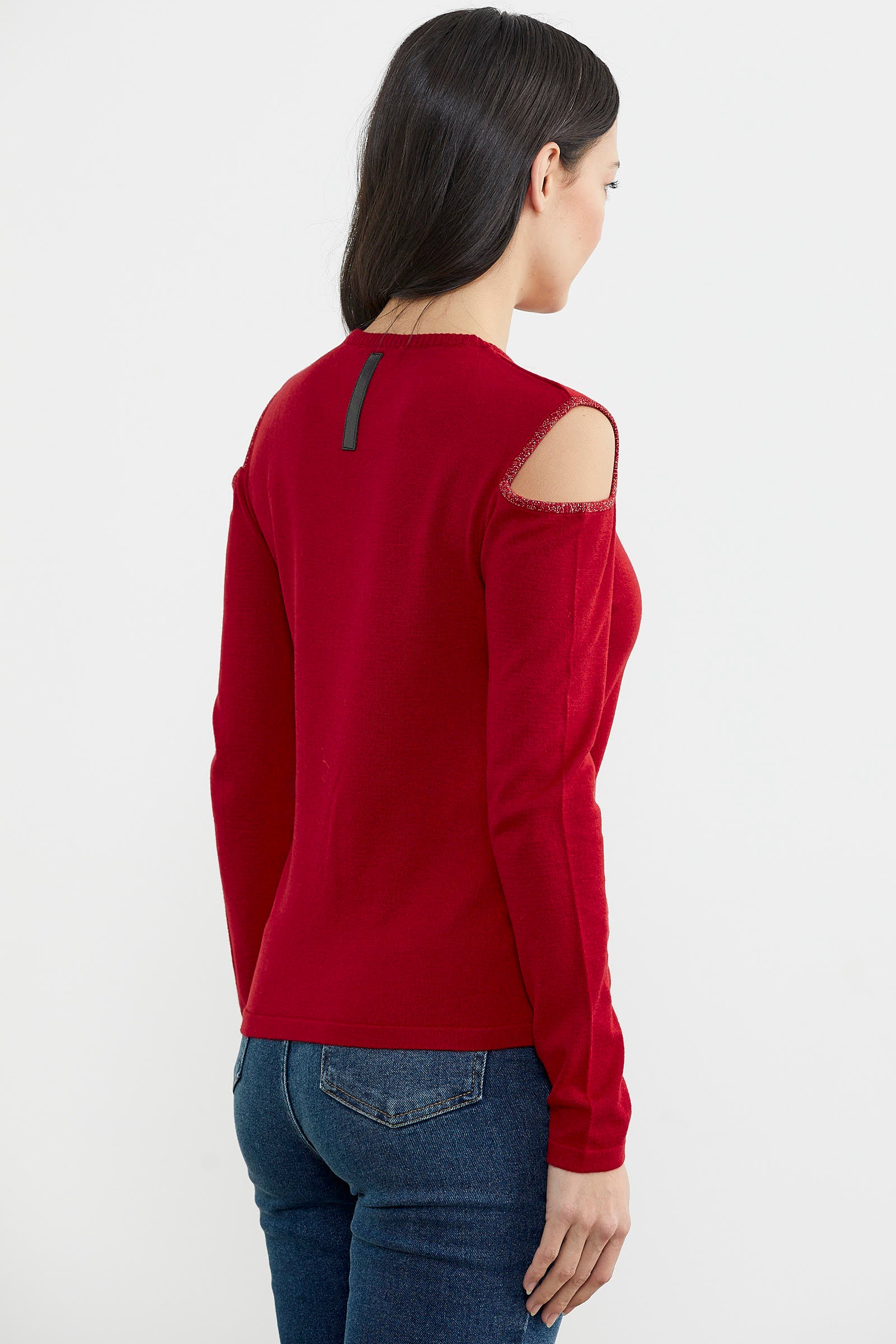 Omuzları Açık Basic Triko Kazak - Kırmızı (6) Sementa