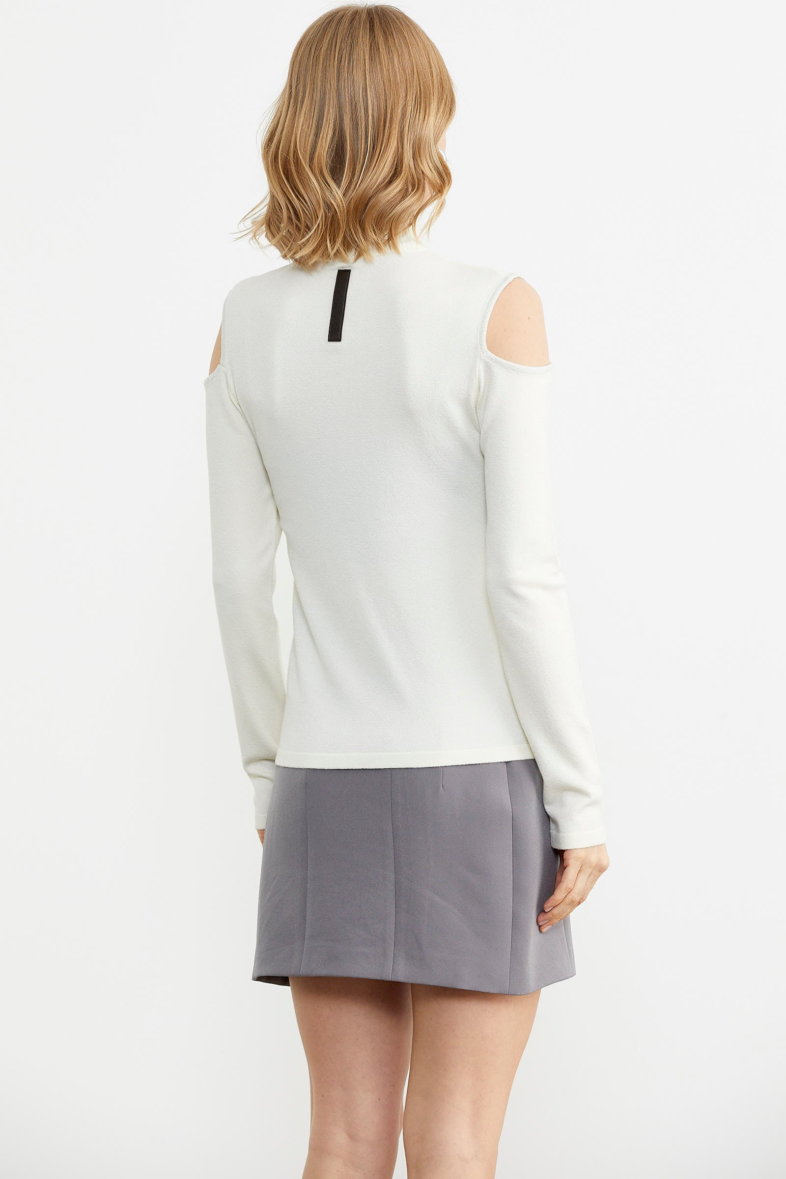 Omuzları Açık Triko Kazak - Kemik (4) Sementa