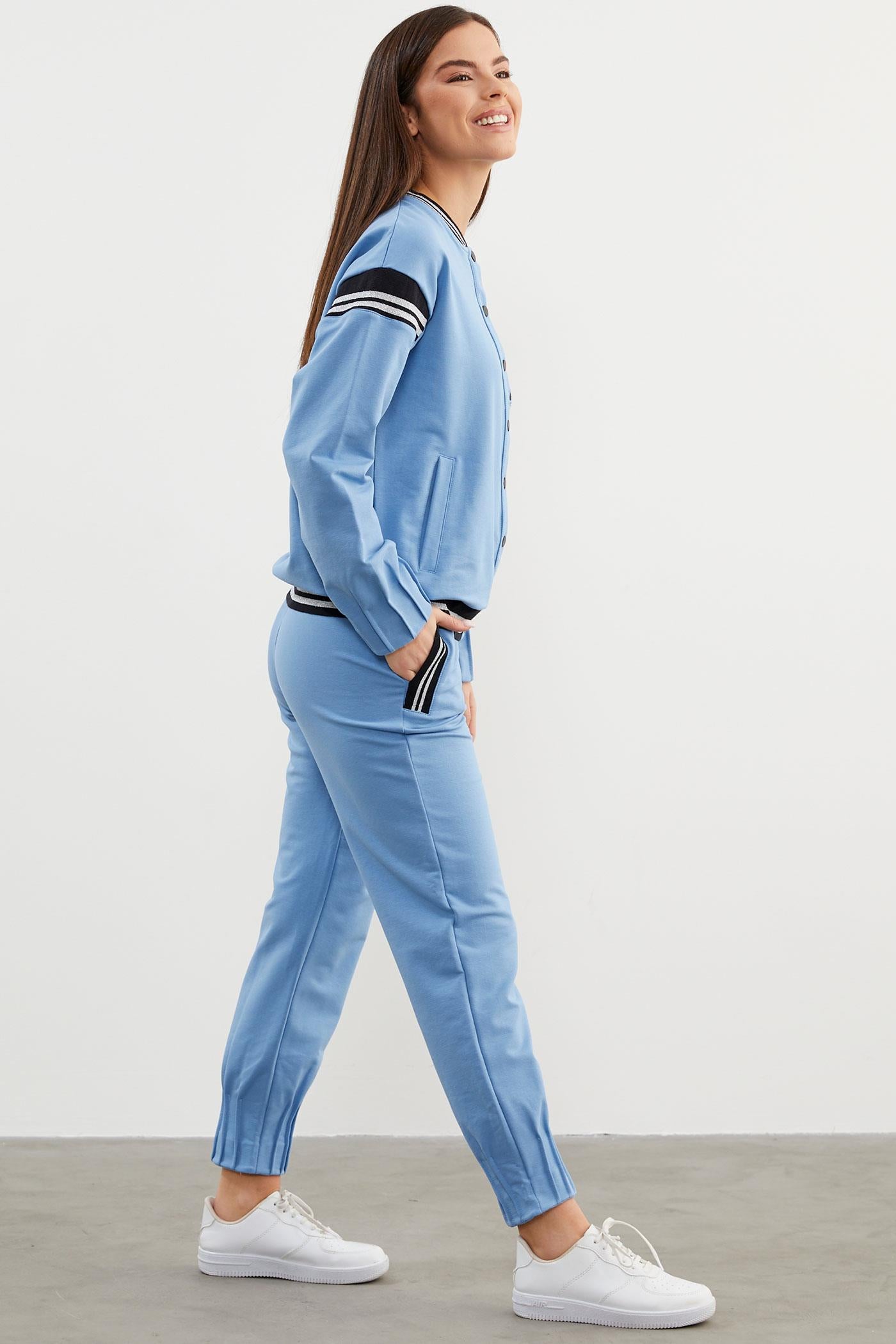 Örme Detaylı Paçası Piliseli Eşofman Takım - Mavi (6) Sementa