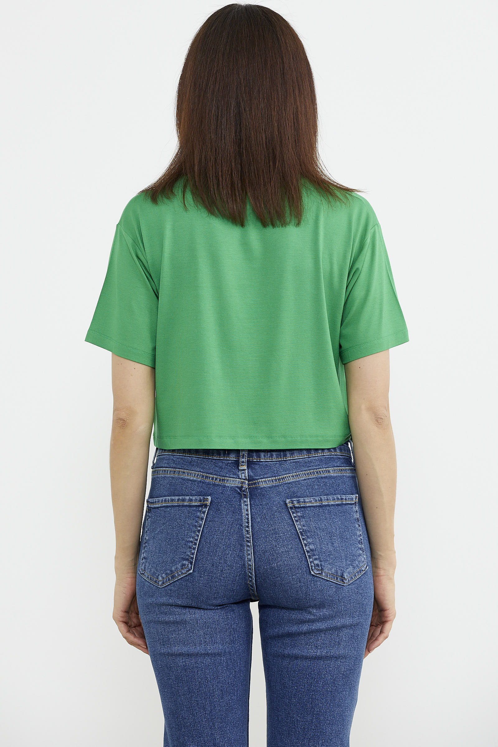 Oversize Baskılı Crop Tişört - Yeşil (5) Sementa