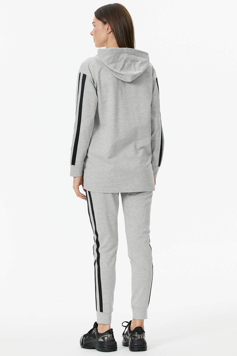 Oversize Kapüşonlu Eşofman Takım - Gri (8) Sementa