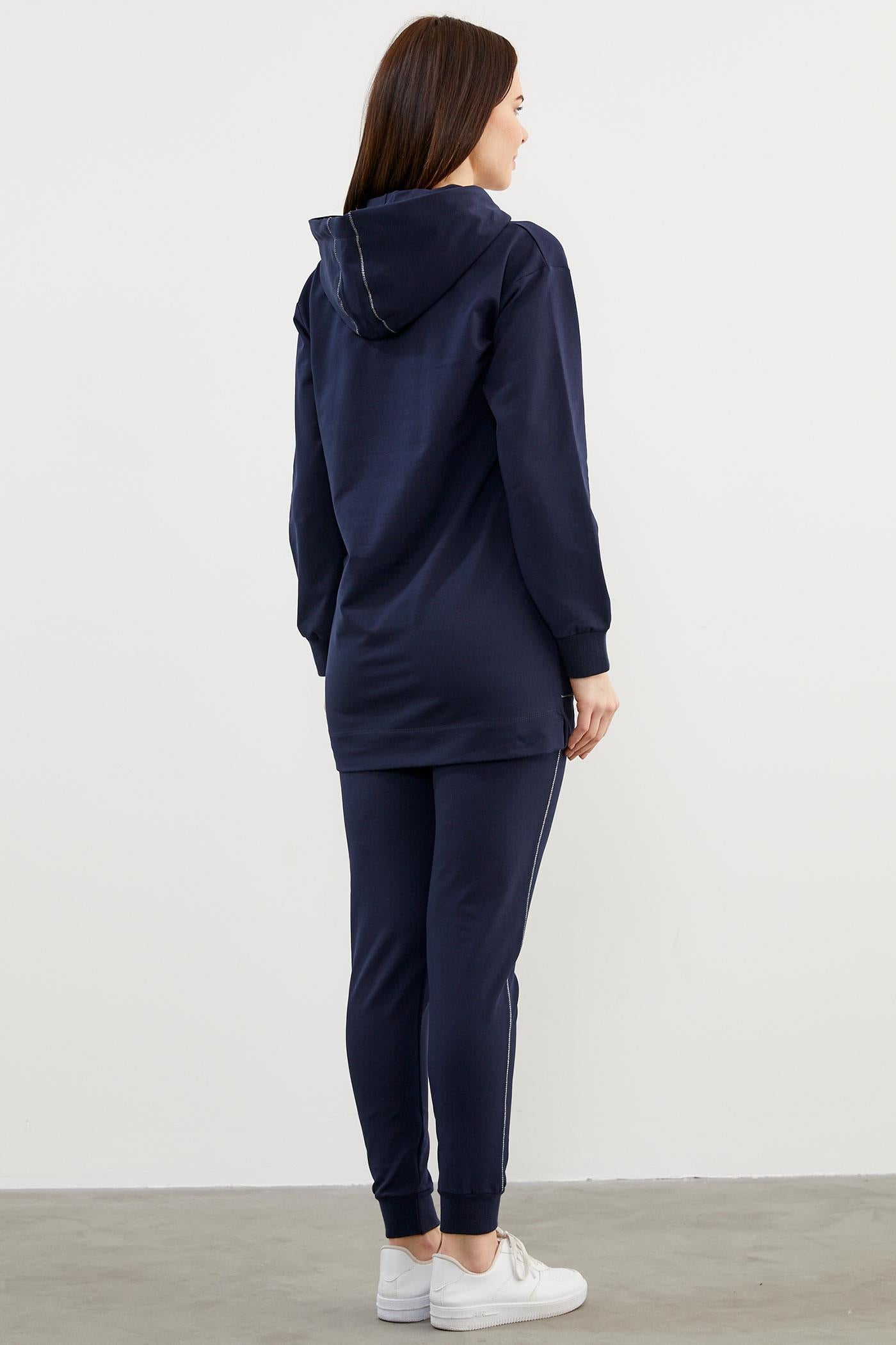 Oversize Kapüşonlu Eşofman Takım - Lacivert (6) Sementa
