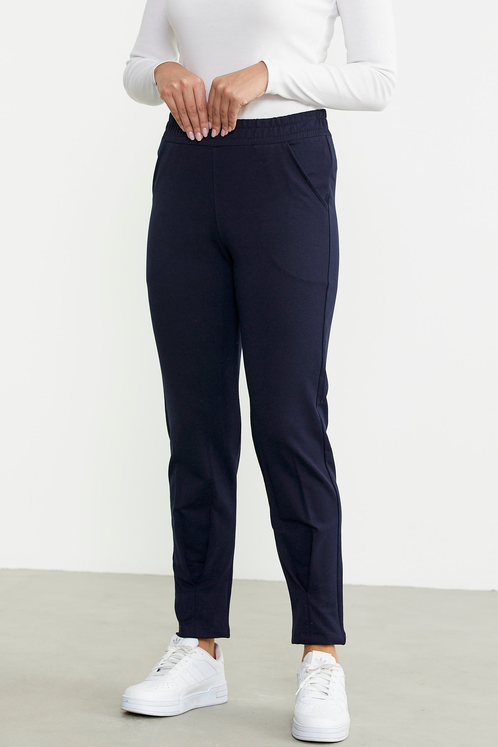 Paça Detaylı Beli Lastikli Eşofman Altı - Lacivert - Sementa