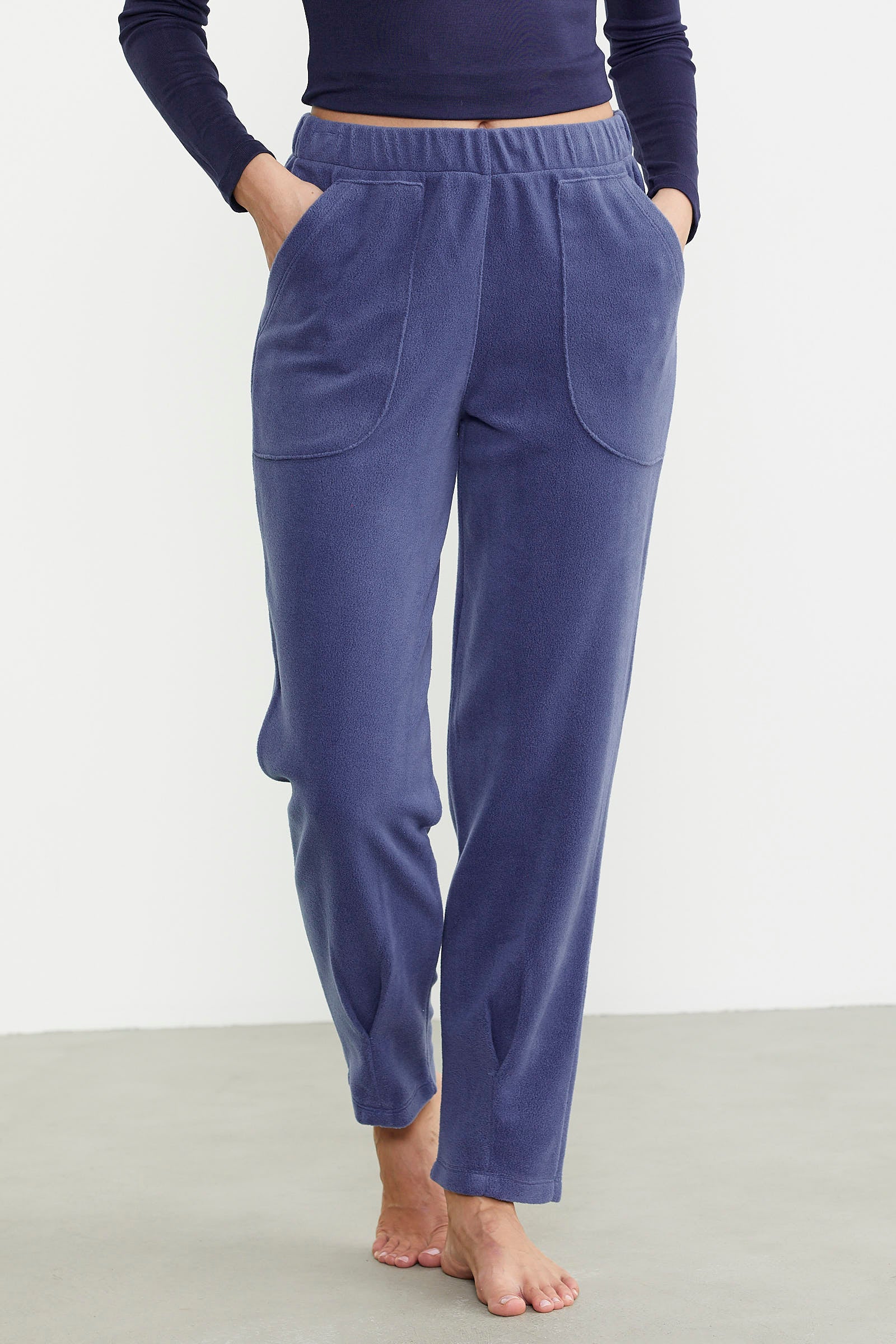 Paça Detaylı Polar Eşofman Altı - Indigo - Sementa