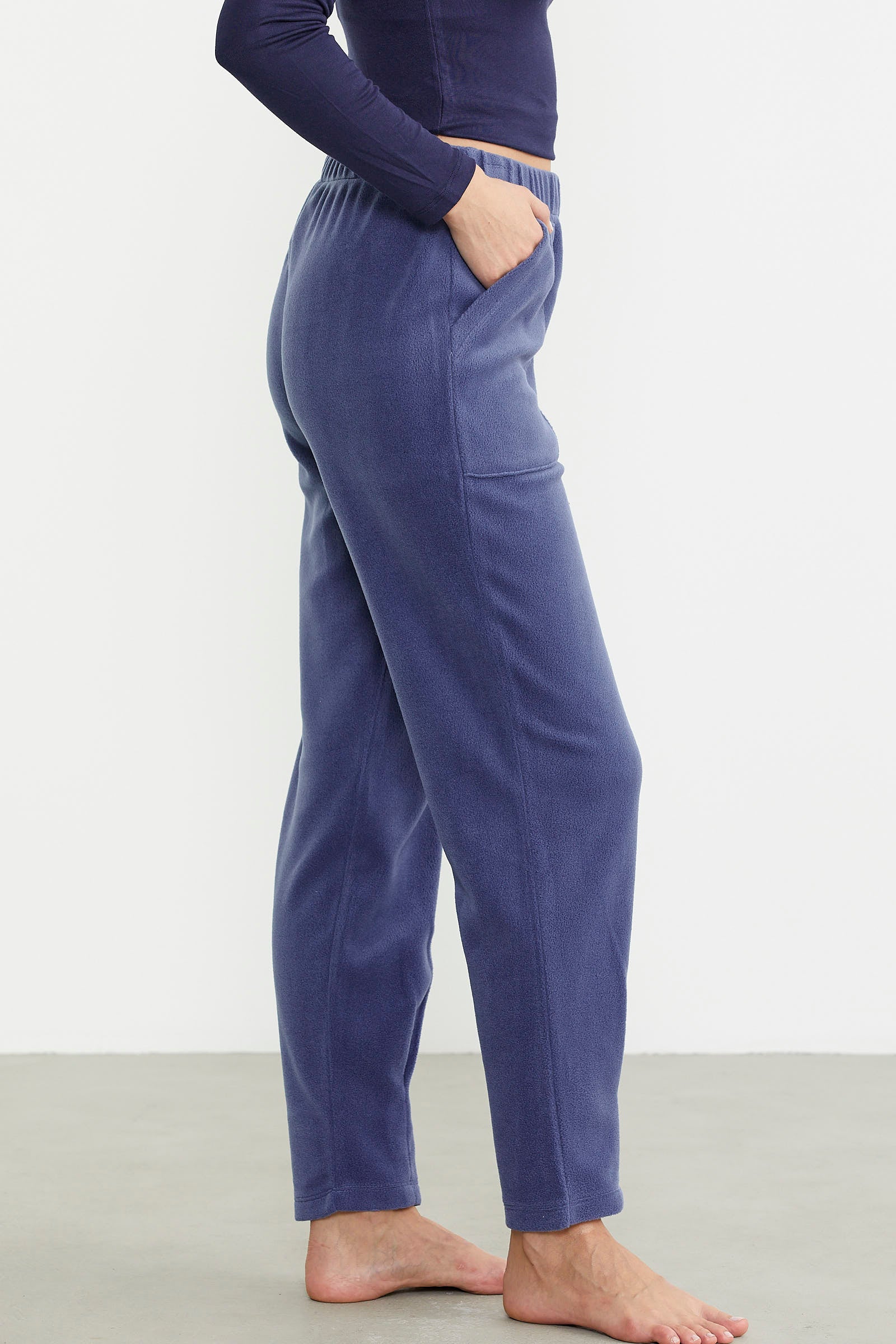 Paça Detaylı Polar Eşofman Altı - Indigo - Sementa