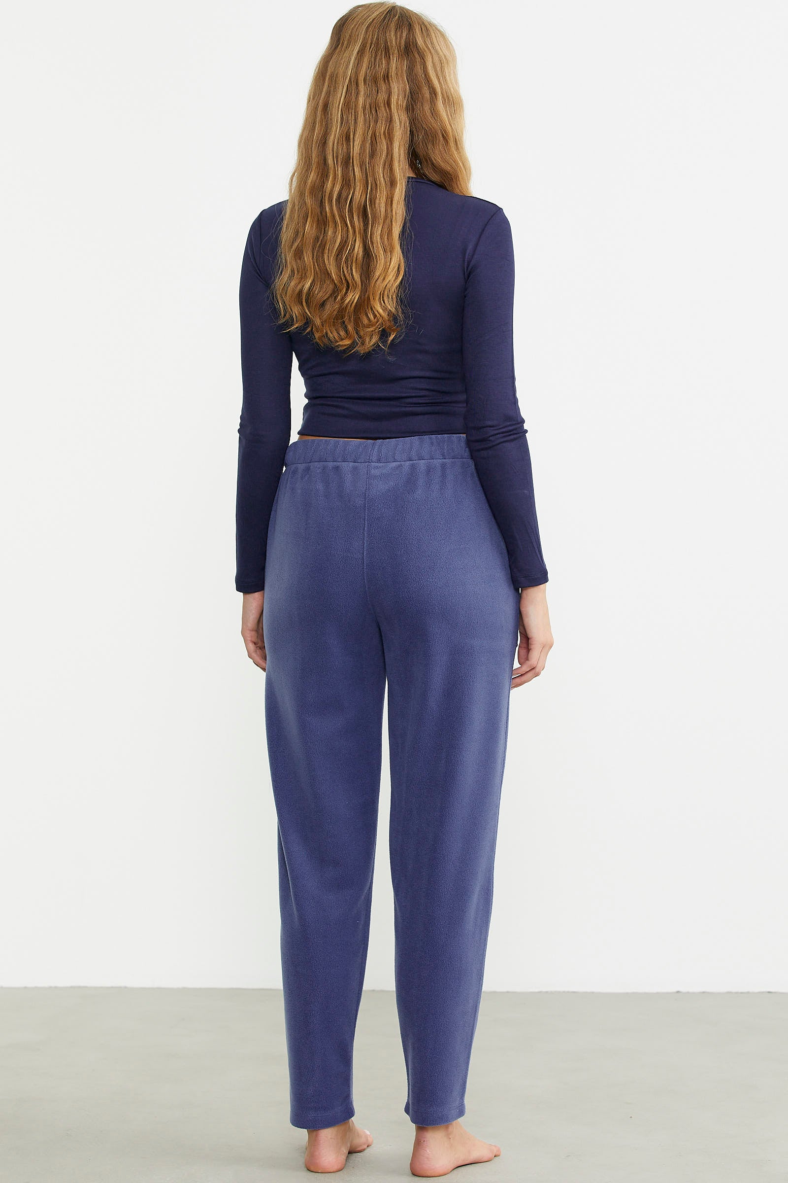 Paça Detaylı Polar Eşofman Altı - Indigo - Sementa