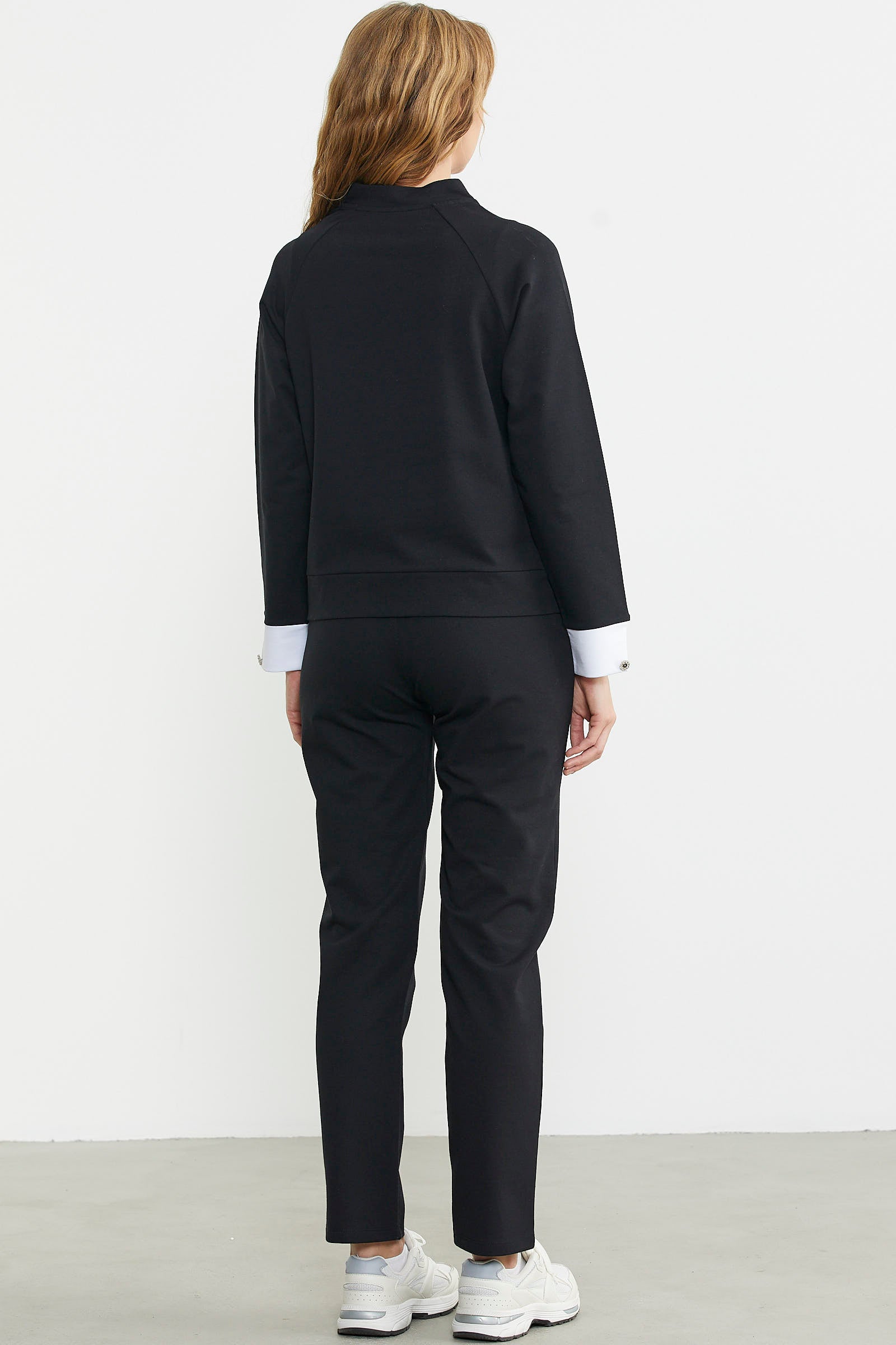 Parça Detaylı Yarım Fermuar Eşofman Takım - Siyah - Sementa