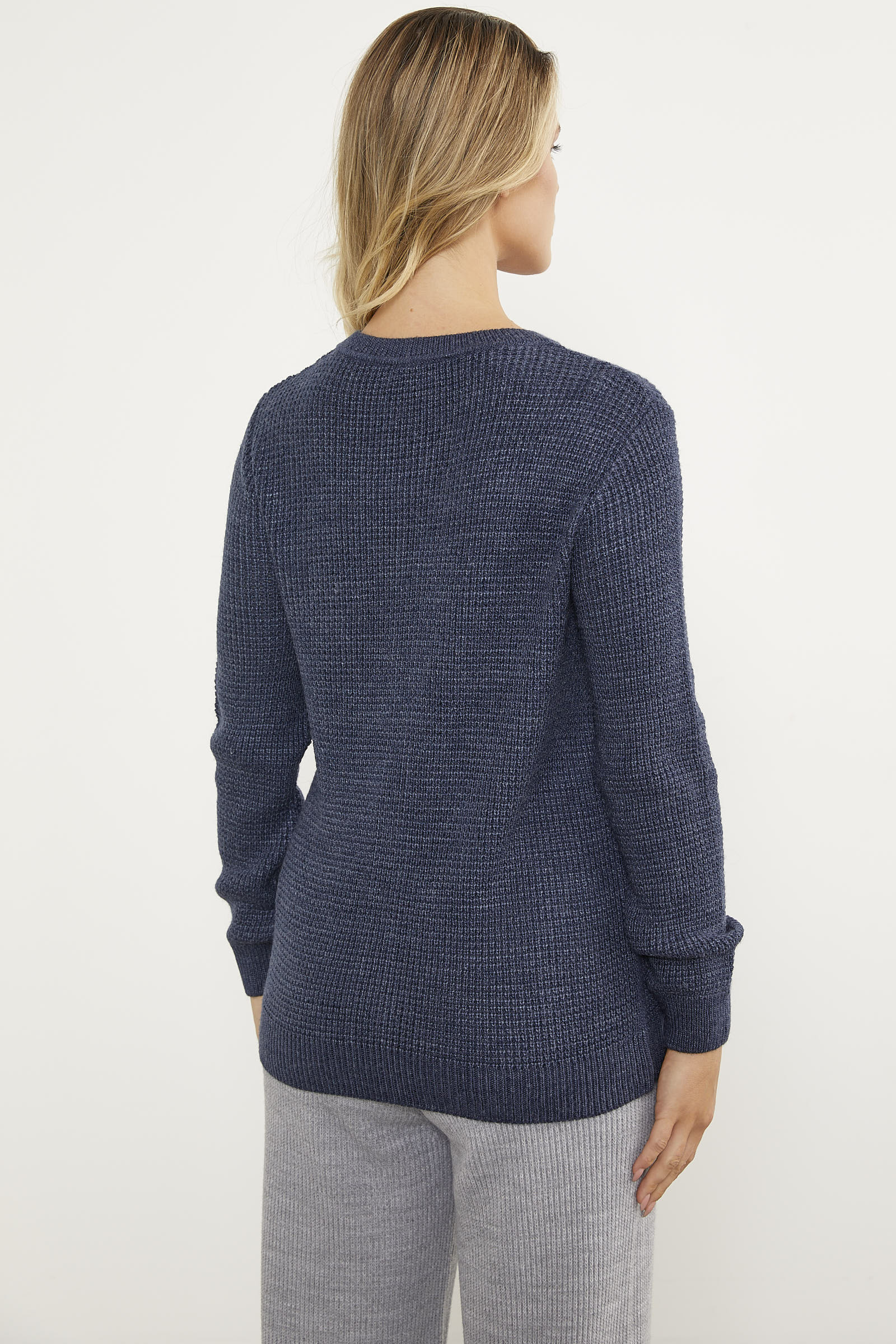 Petek Örgü Düğmeli Triko Hırka - Lacivert (5) Sementa
