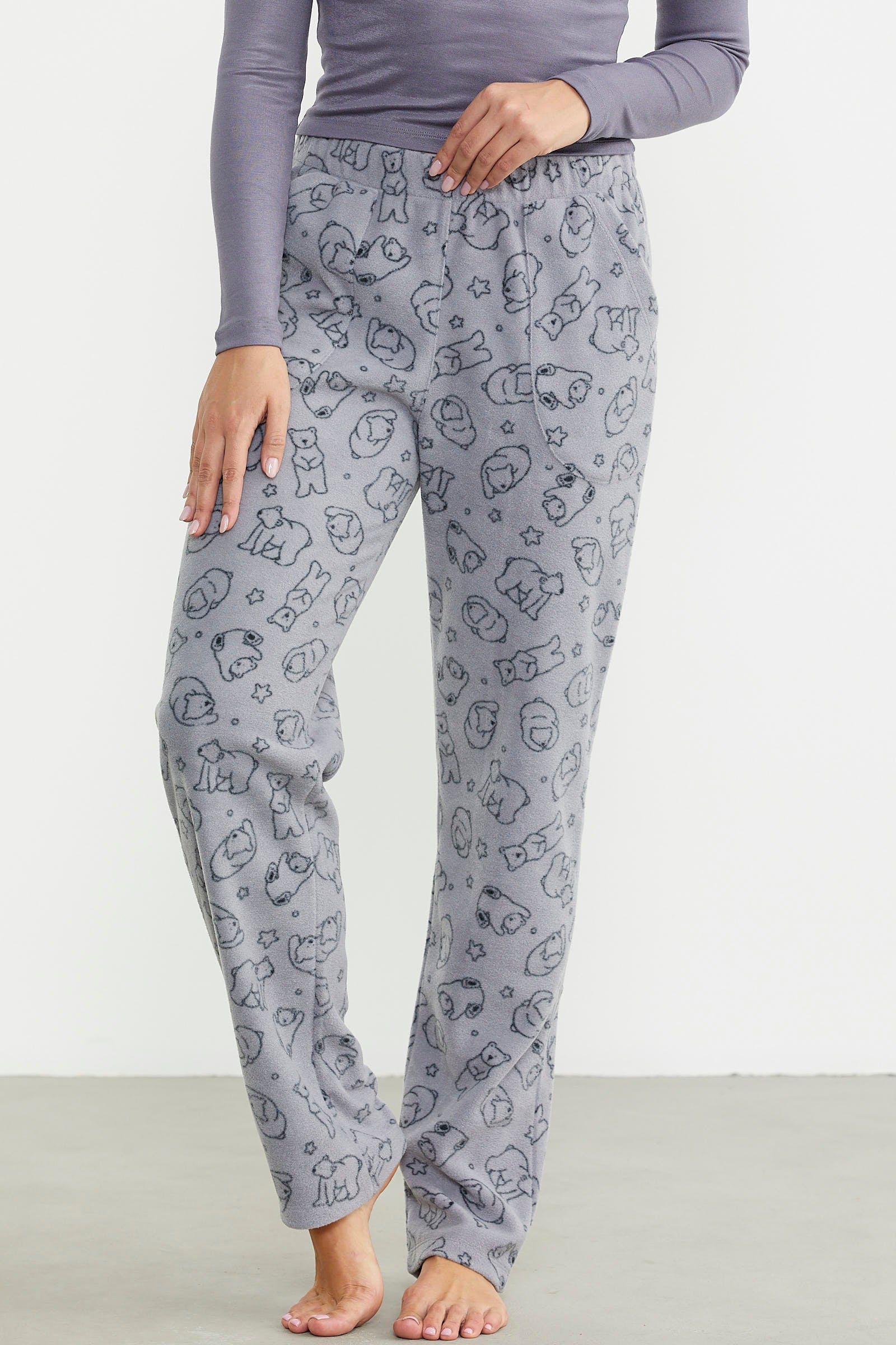 Polar Desenli Kışlık Tek Alt - Füme - Sementa