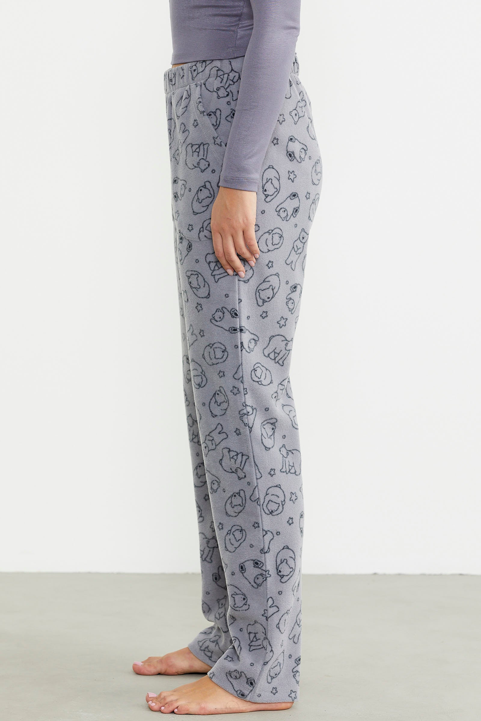 Polar Desenli Kışlık Tek Alt - Füme - Sementa