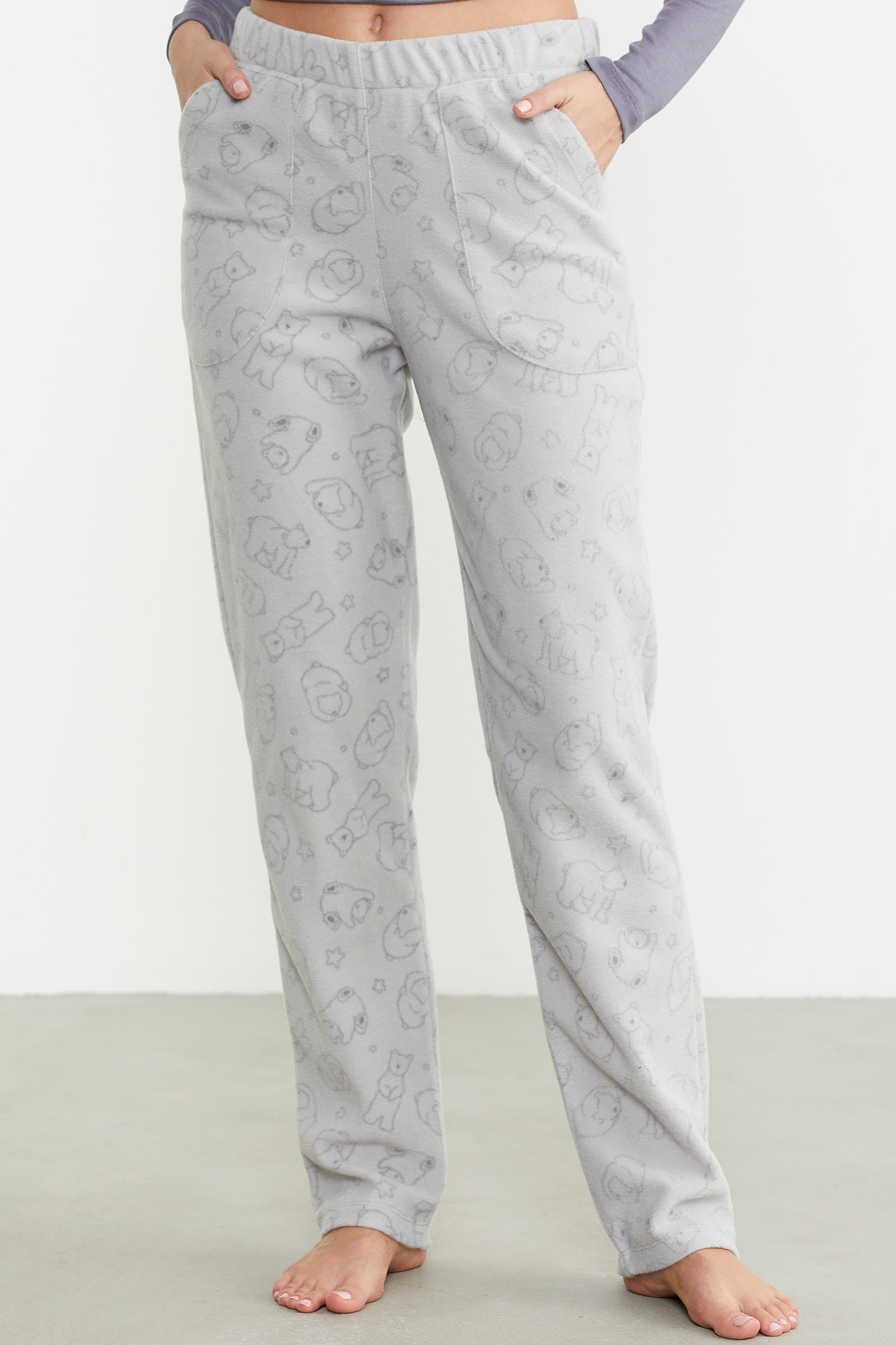 Polar Desenli Kışlık Tek Alt - Gri - Sementa