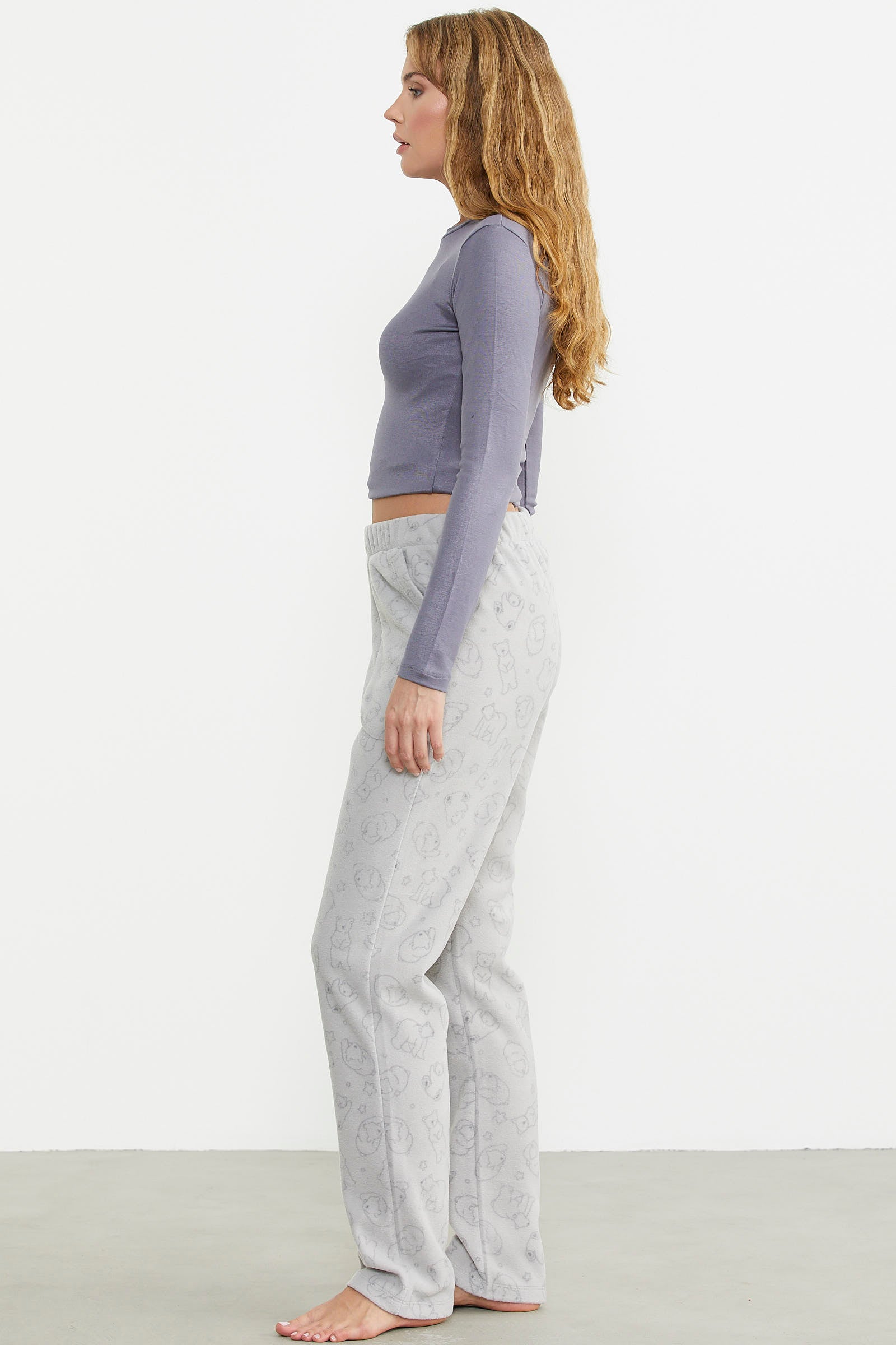 Polar Desenli Kışlık Tek Alt - Gri - Sementa