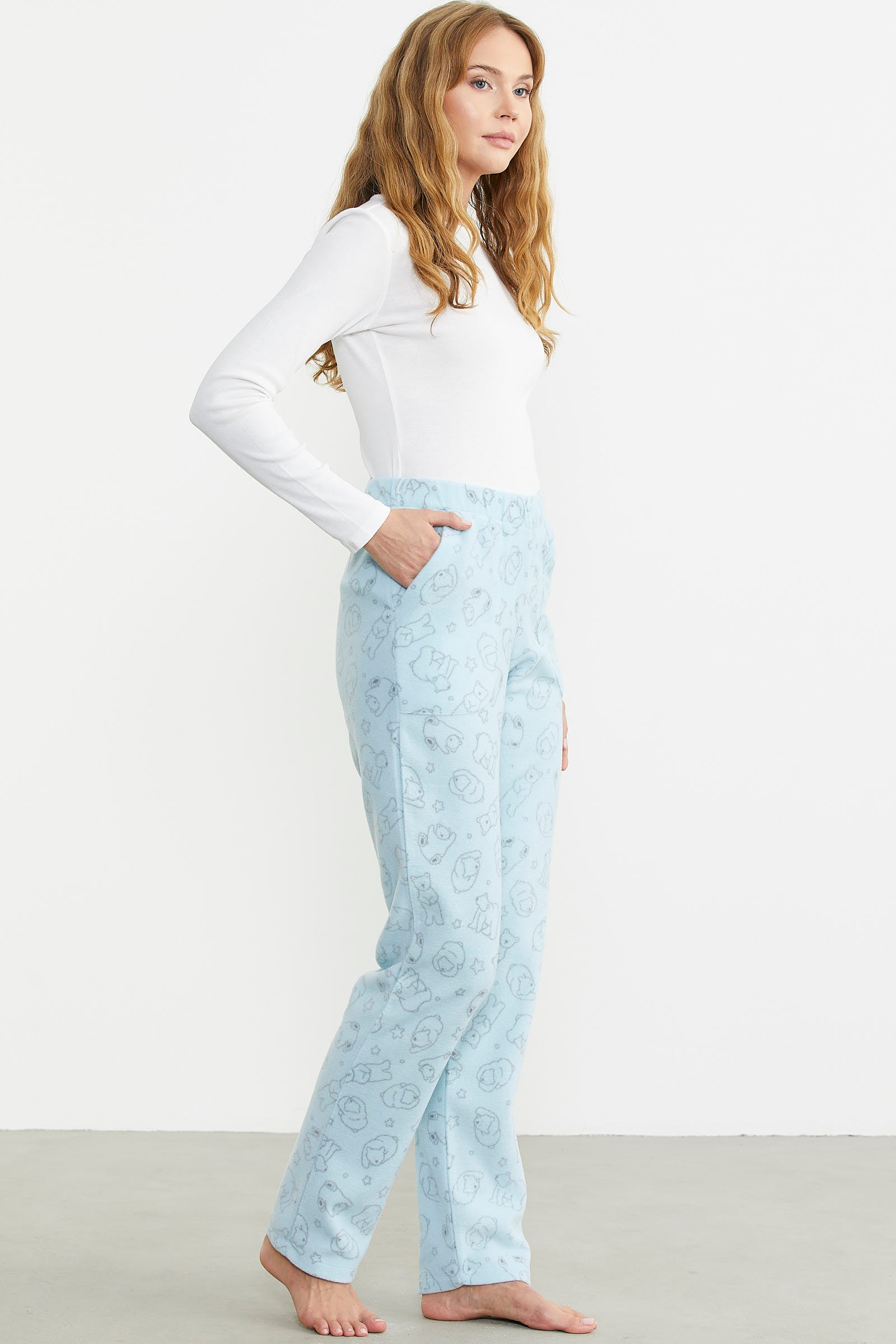 Polar Desenli Kışlık Tek Alt - Mavi - Sementa