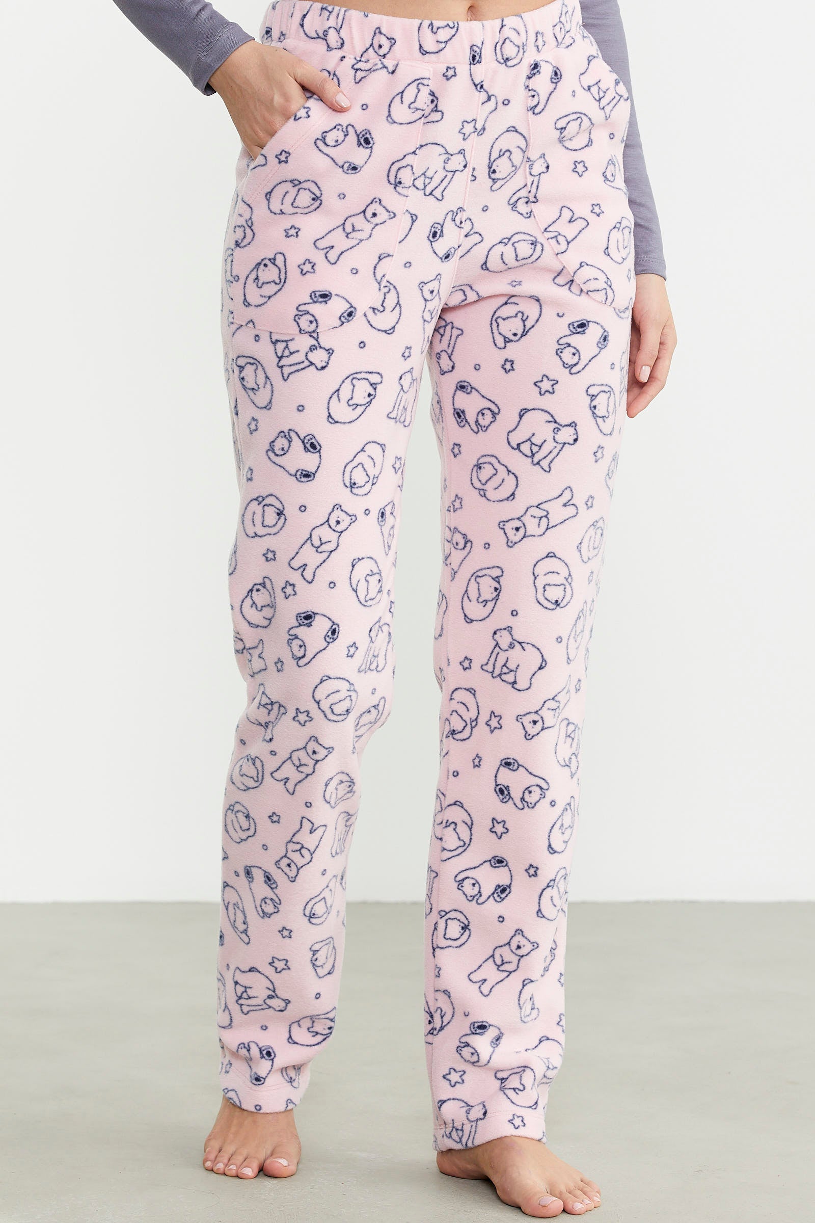 Polar Desenli Kışlık Tek Alt - Pembe - Sementa