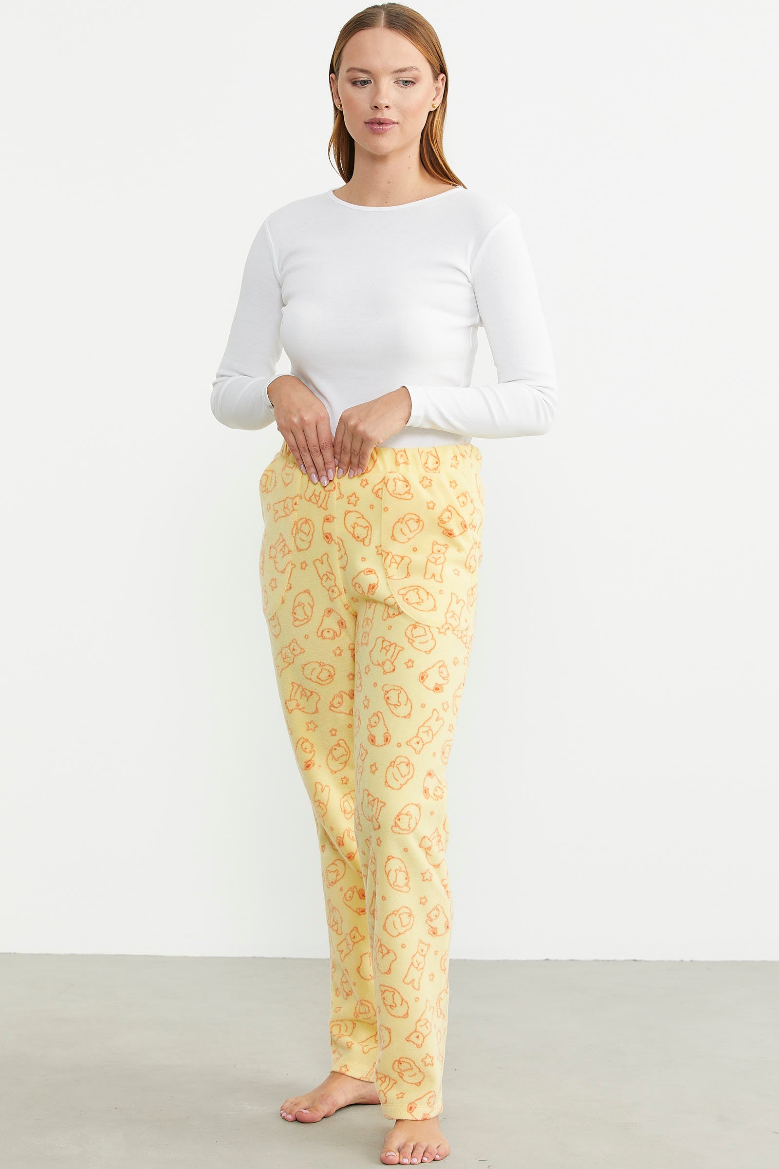 Polar Desenli Kışlık Tek Alt - Sarı - Sementa