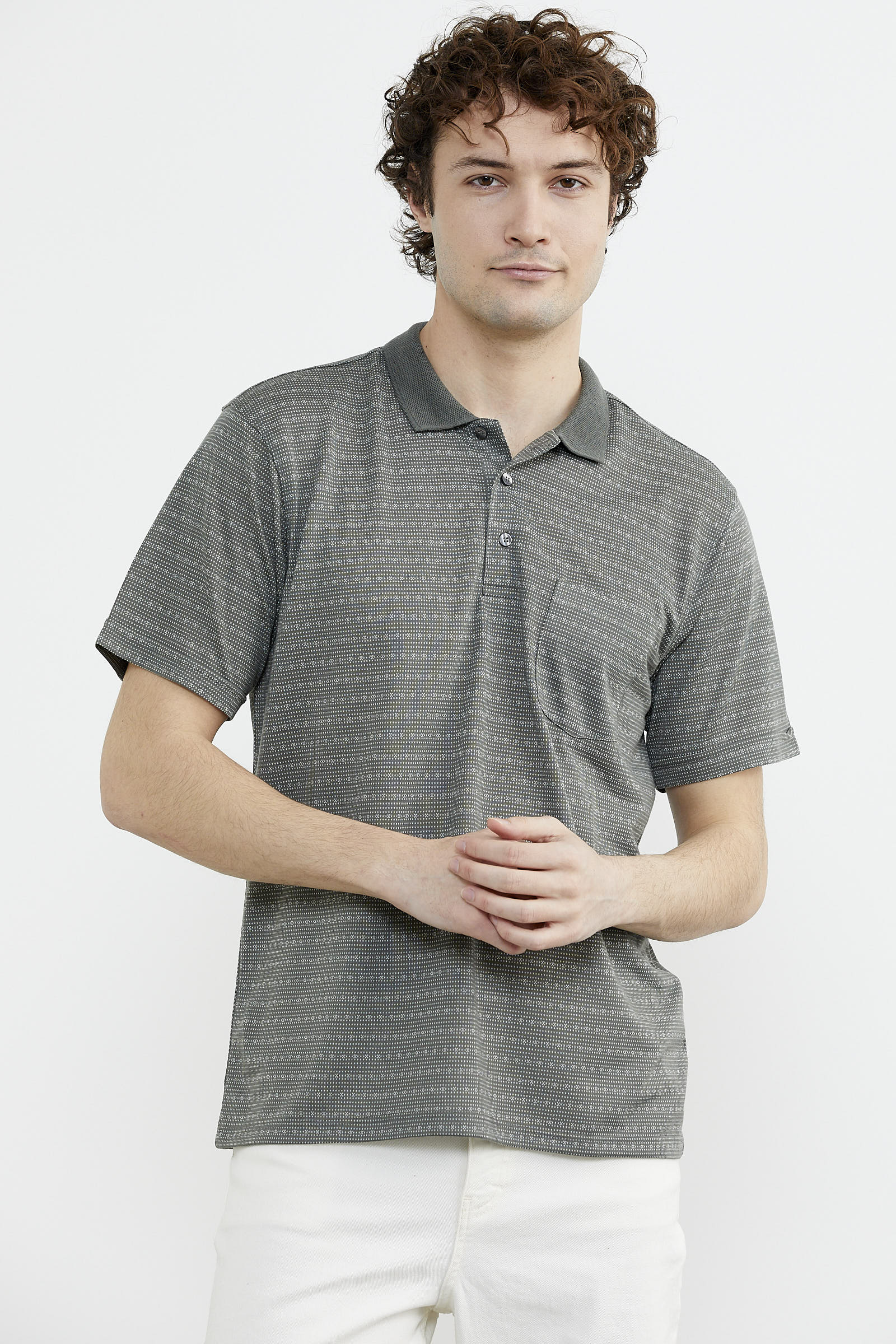 Polo Yaka Cepli Regular Fit Tişört - Haki (3) Sementa