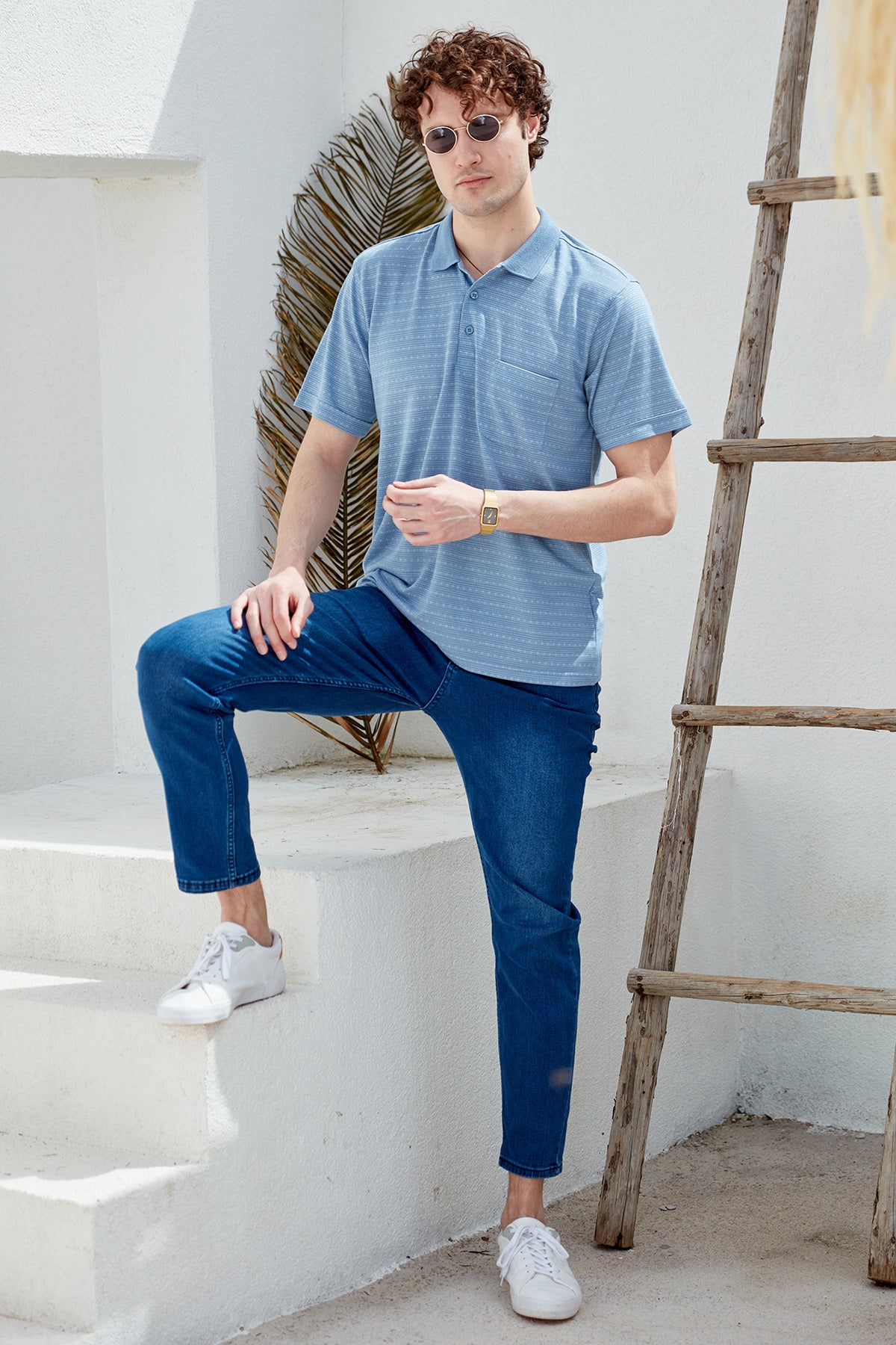 Polo Yaka Cepli Regular Fit Tişört - Mavi (5) Sementa