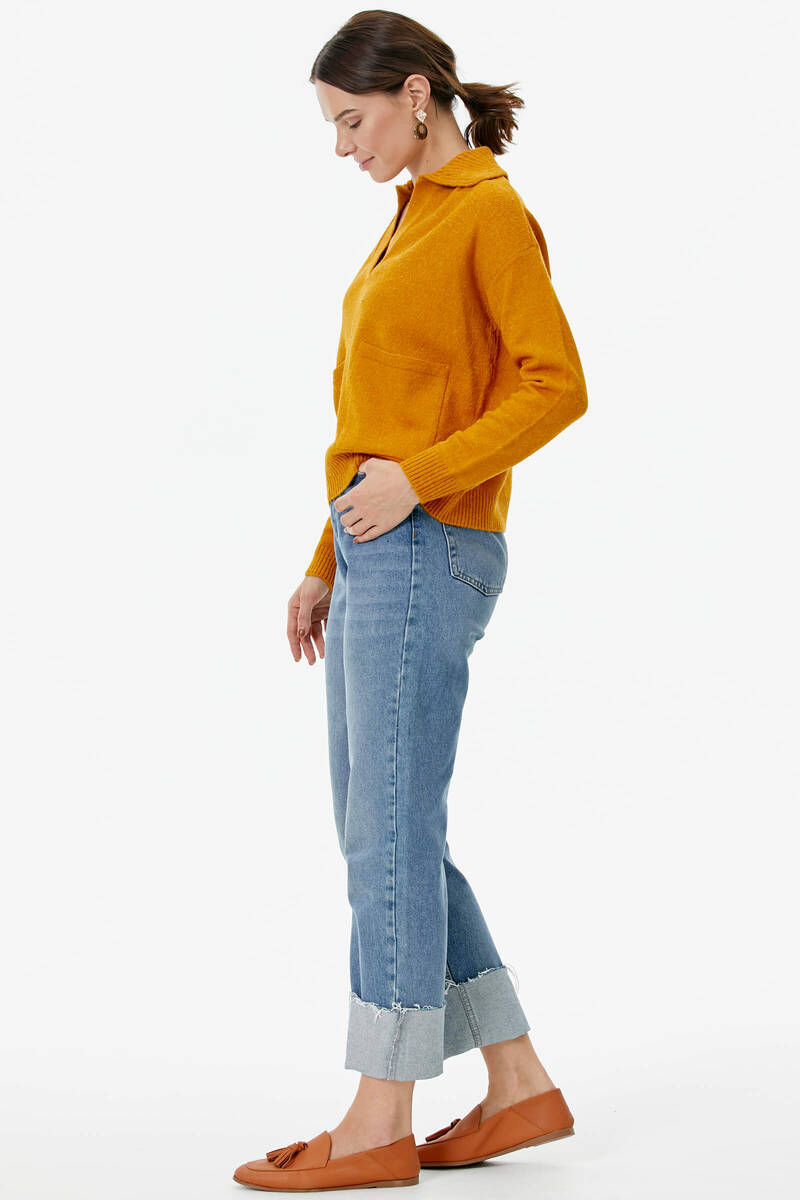 Polo Yaka Cepli Triko Kazak - Güneş (4) Sementa